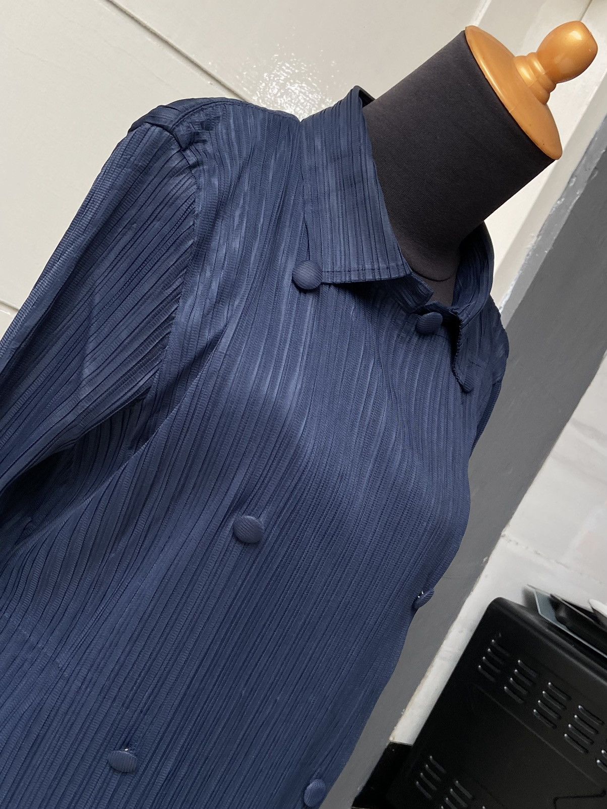 Designer × Japanese Brand PLEATSME Blue Pleats Blazers Size XS / US 0-2 / IT 36-38 - 18 Thumbnail