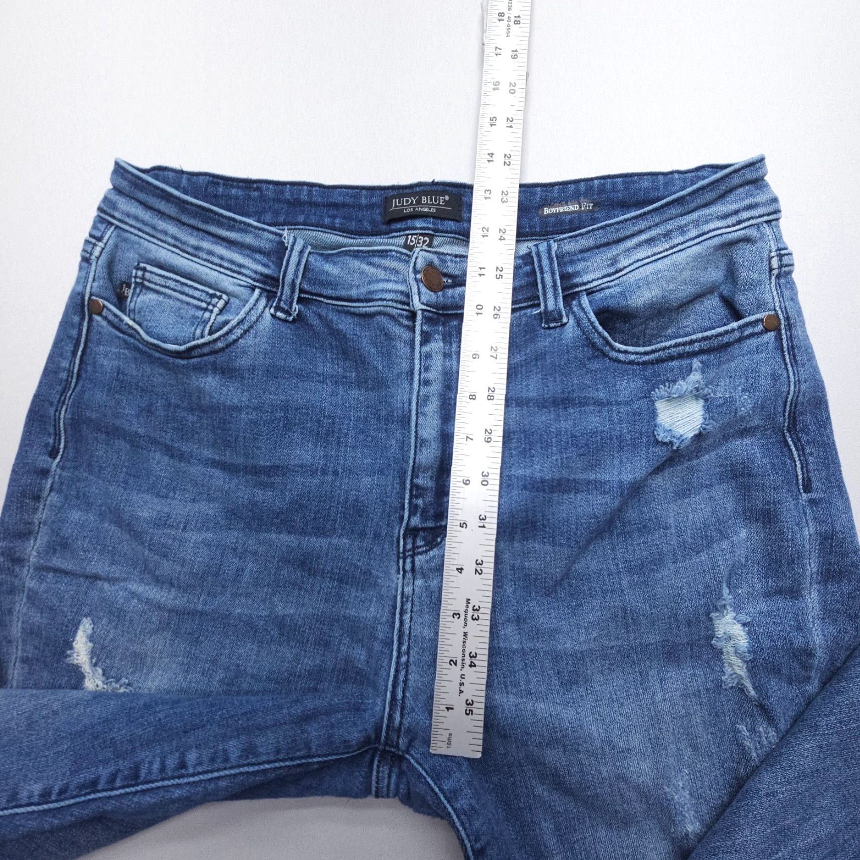 Denime Judy Blue Jeans Womens 15 / 32 Boyfriend Fit Distressed Dark Wash Denim Blue Size 24" / US 00 / IT 34 - 5 Thumbnail