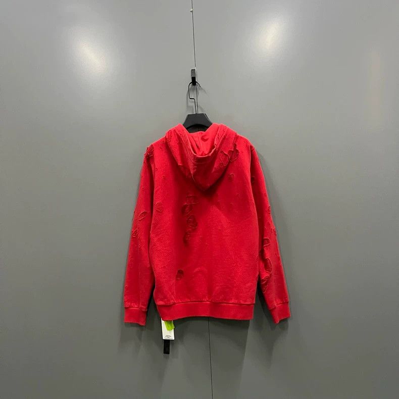 Givenchy Red Large Destroyed Logo Hoodie, Size M