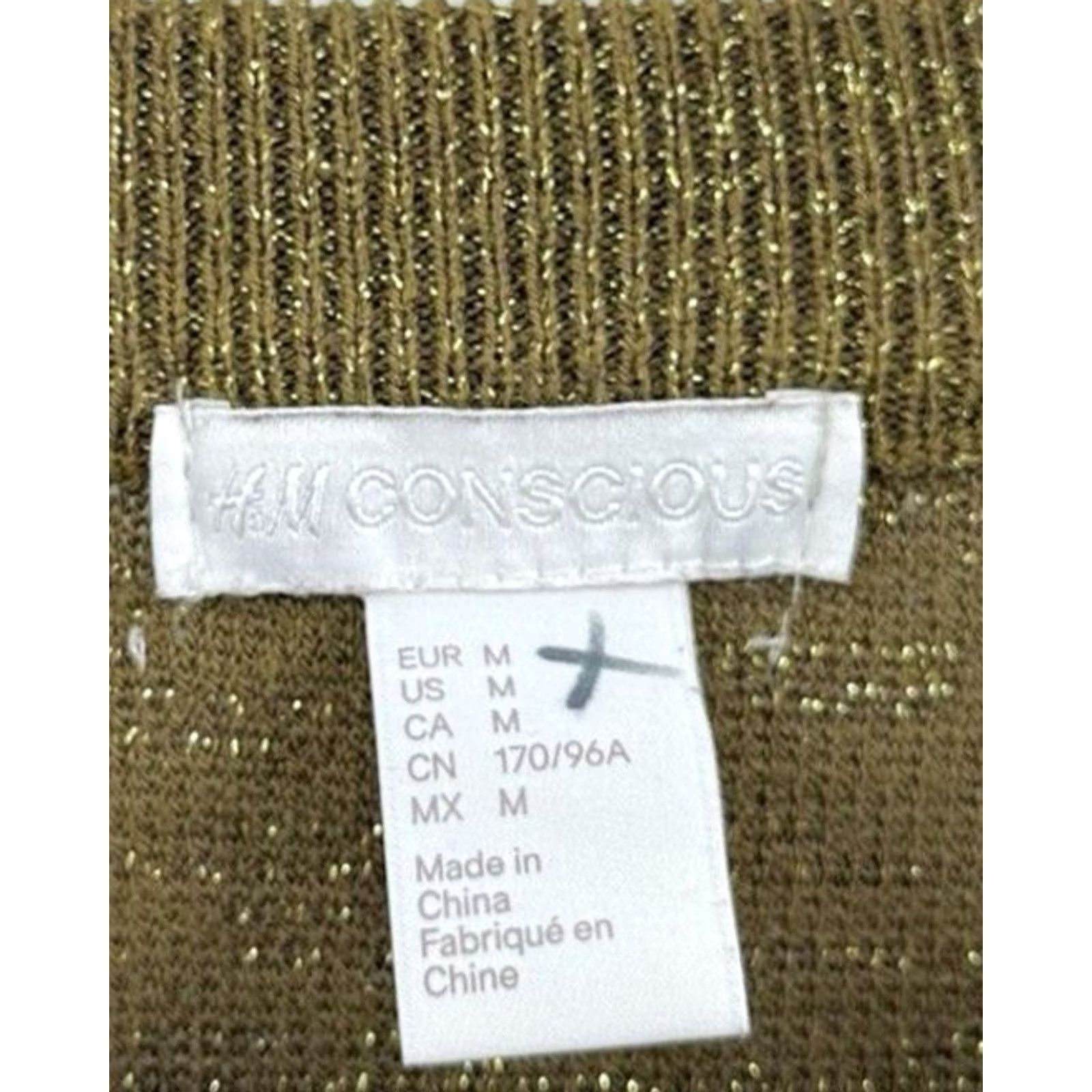 H&M H&M Conscious Greenish Gold Metallic Sweater Pullover Boho Side Zips Size Sz M Size M / US 6-8 / IT 42-44 - 4 Thumbnail