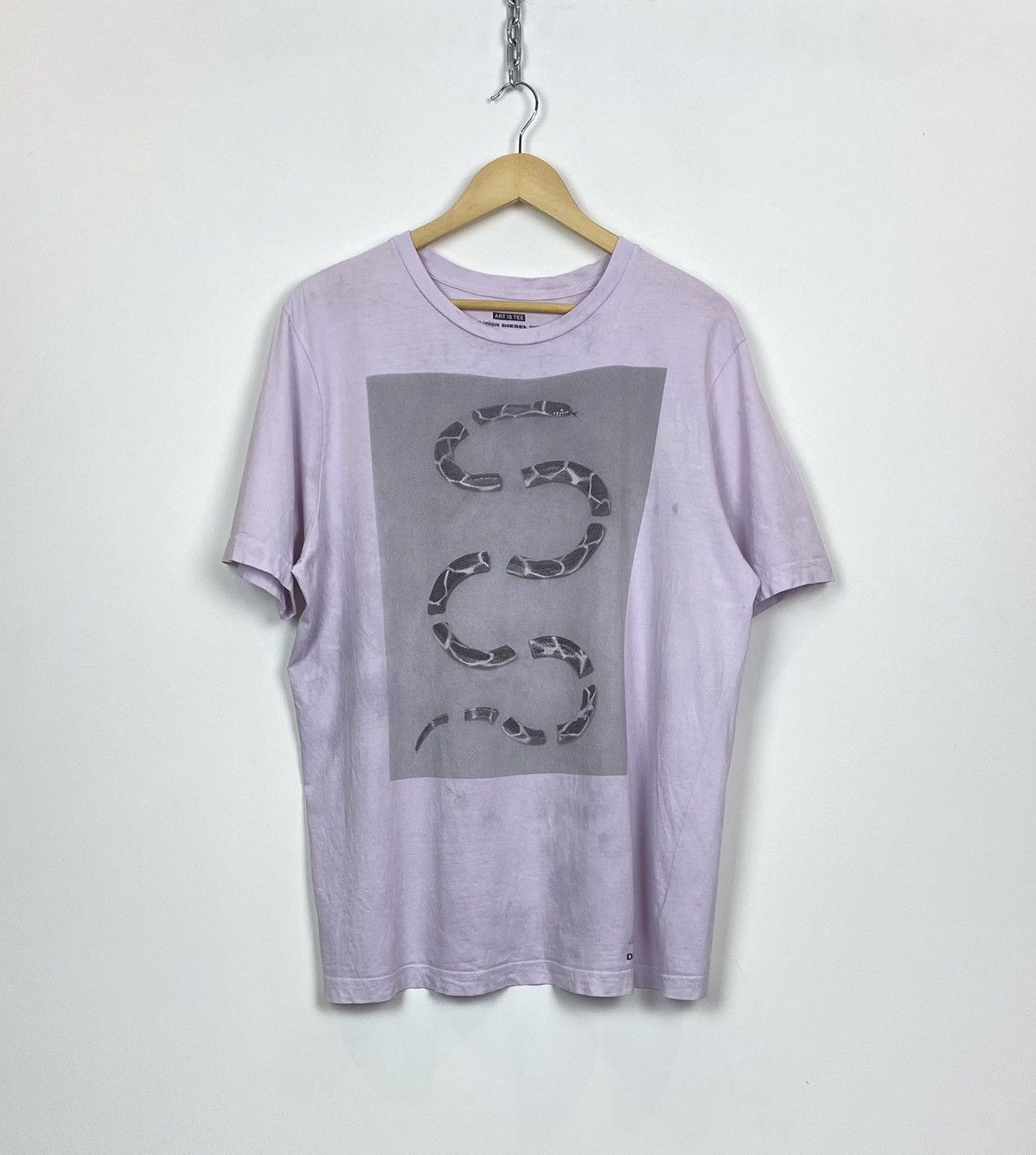 Diesel Diesel Snike Art Print Graphic Tee Y2K Baby Pink Streetwear Size US L / EU 52-54 / 3 - 1 Thumbnail