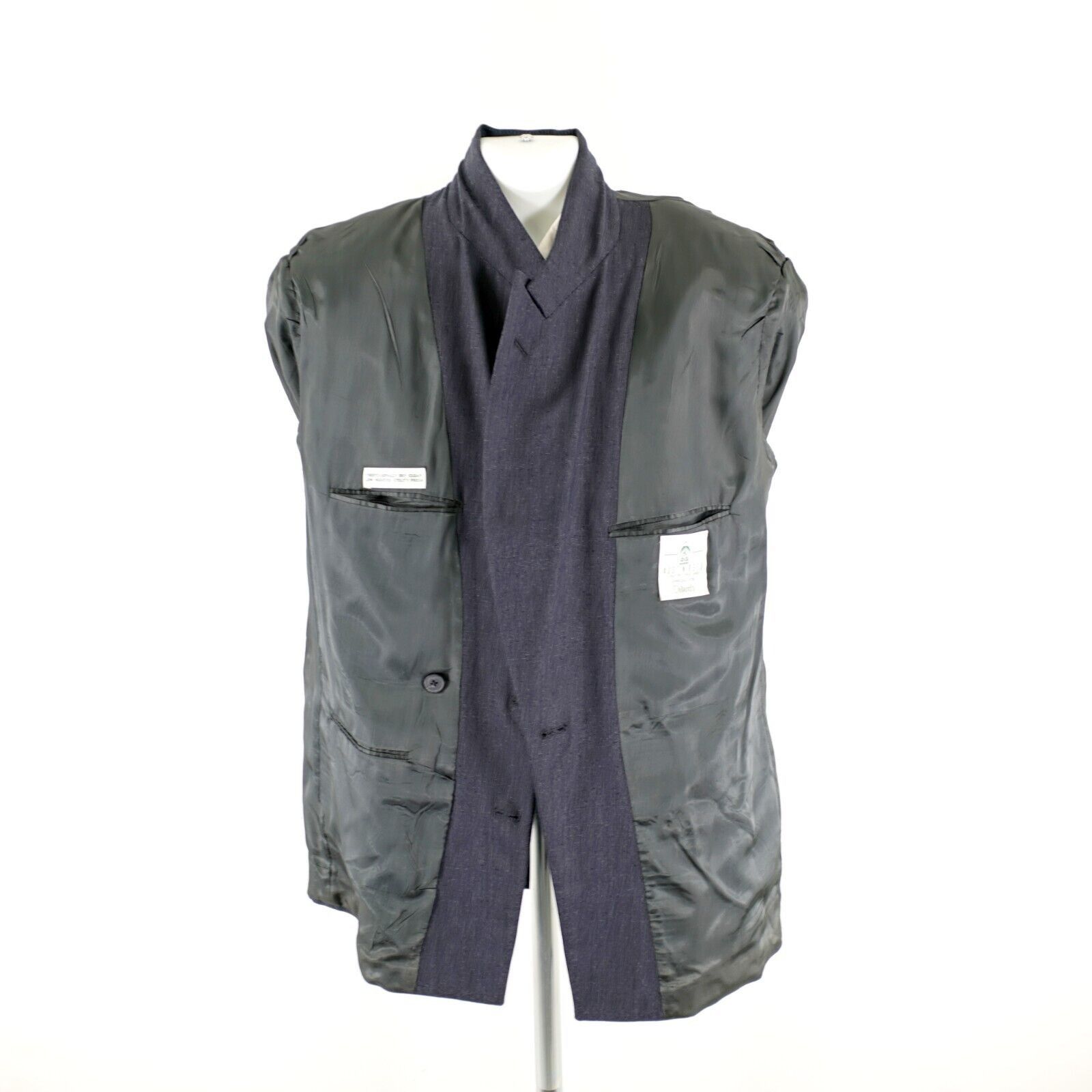 Austin Reed Austin Reed Flannel Wool Gray Peak Lapel Double Breasted Bla Size 42R - 11 Thumbnail