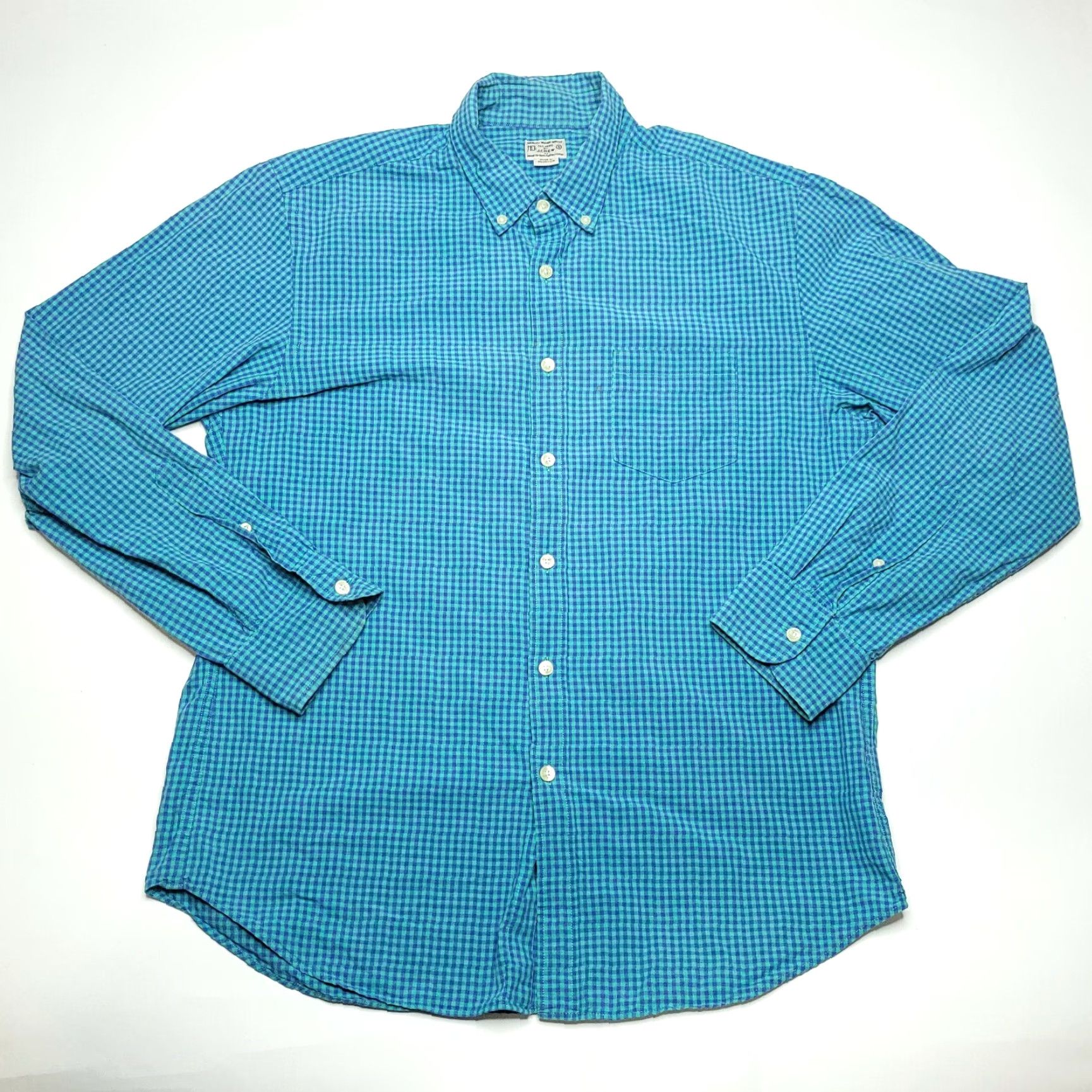 J.Crew VINTAGE J.CREW Blue Green Check Plaid Button-Up Long Sleeve Shirt Adult Small Cotton Mens Size US S / EU 44-46 / 1 - 2 Thumbnail