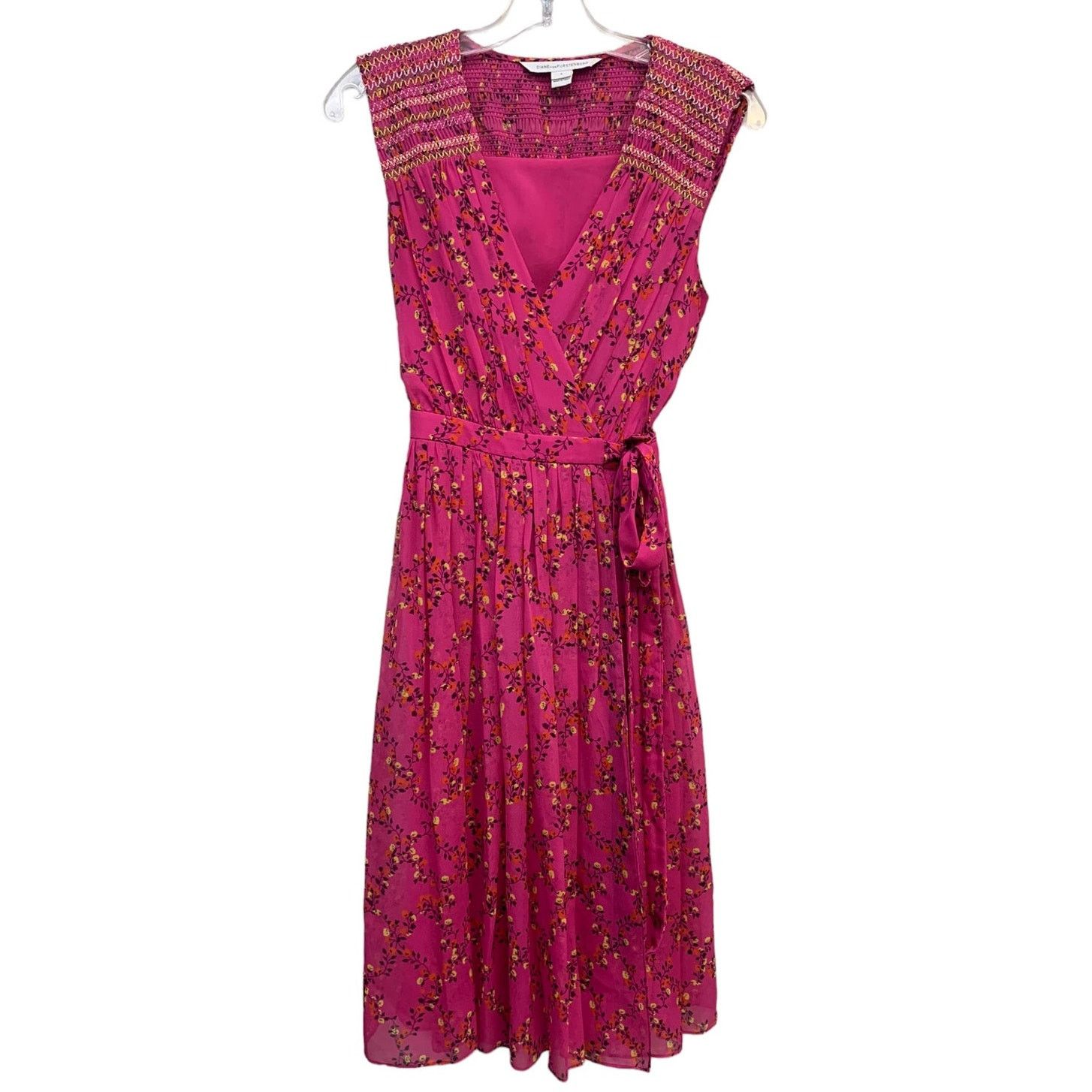 Diane von Furstenberg DVF Diane Von Furstenberg Bali Wrap Dress Pink Floral SZ 4 Size S / US 4 / IT 40 - 2 Thumbnail