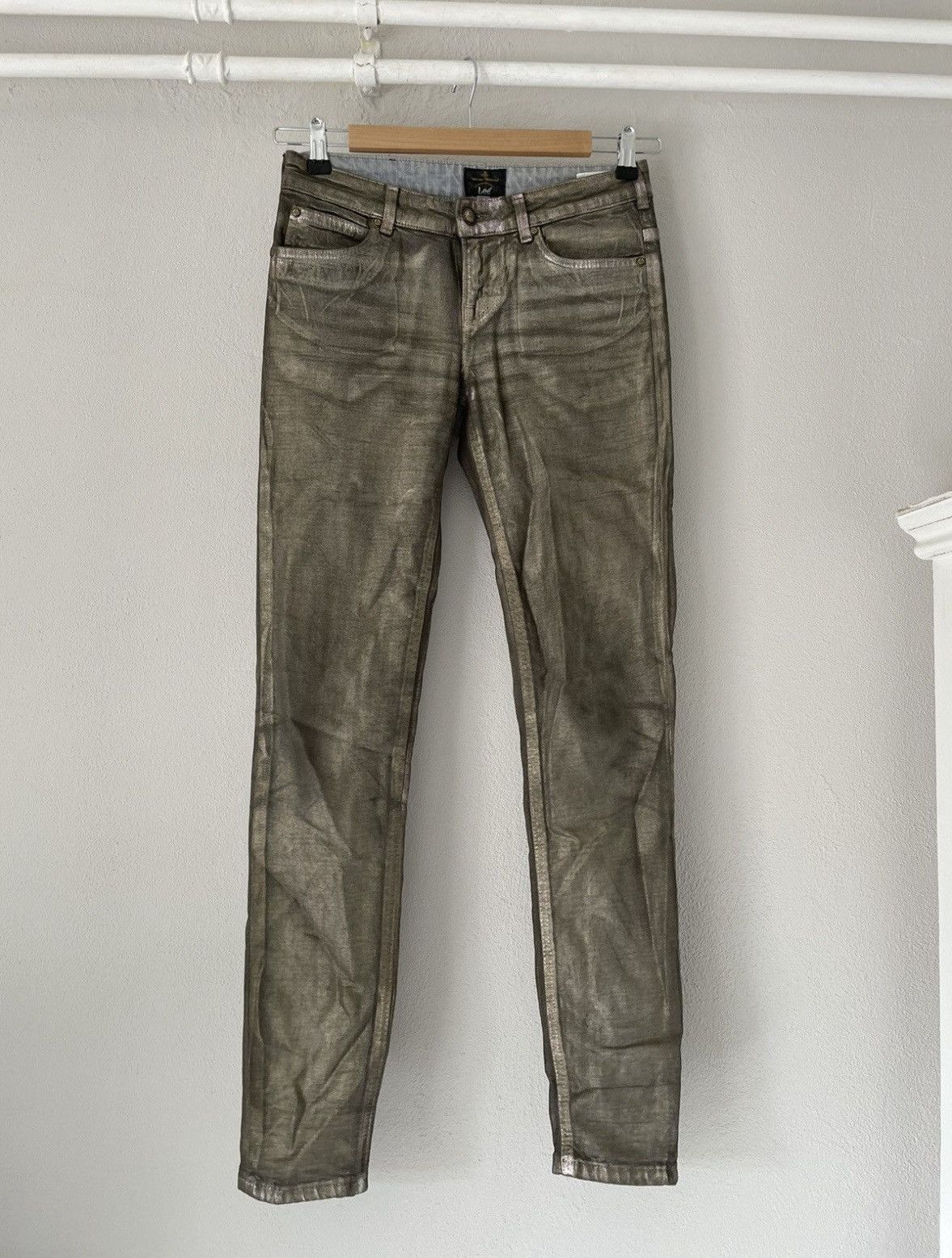 Lee × Vivienne Westwood Silver and Iridescent Jeans Size US 27 - 1 Thumbnail