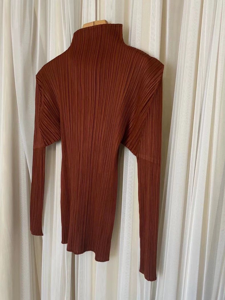 Issey Miyake issey miyake size:3 Orange-red pleated long-sleeved top Size XXS / US 00 / IT 34 - 2 Thumbnail