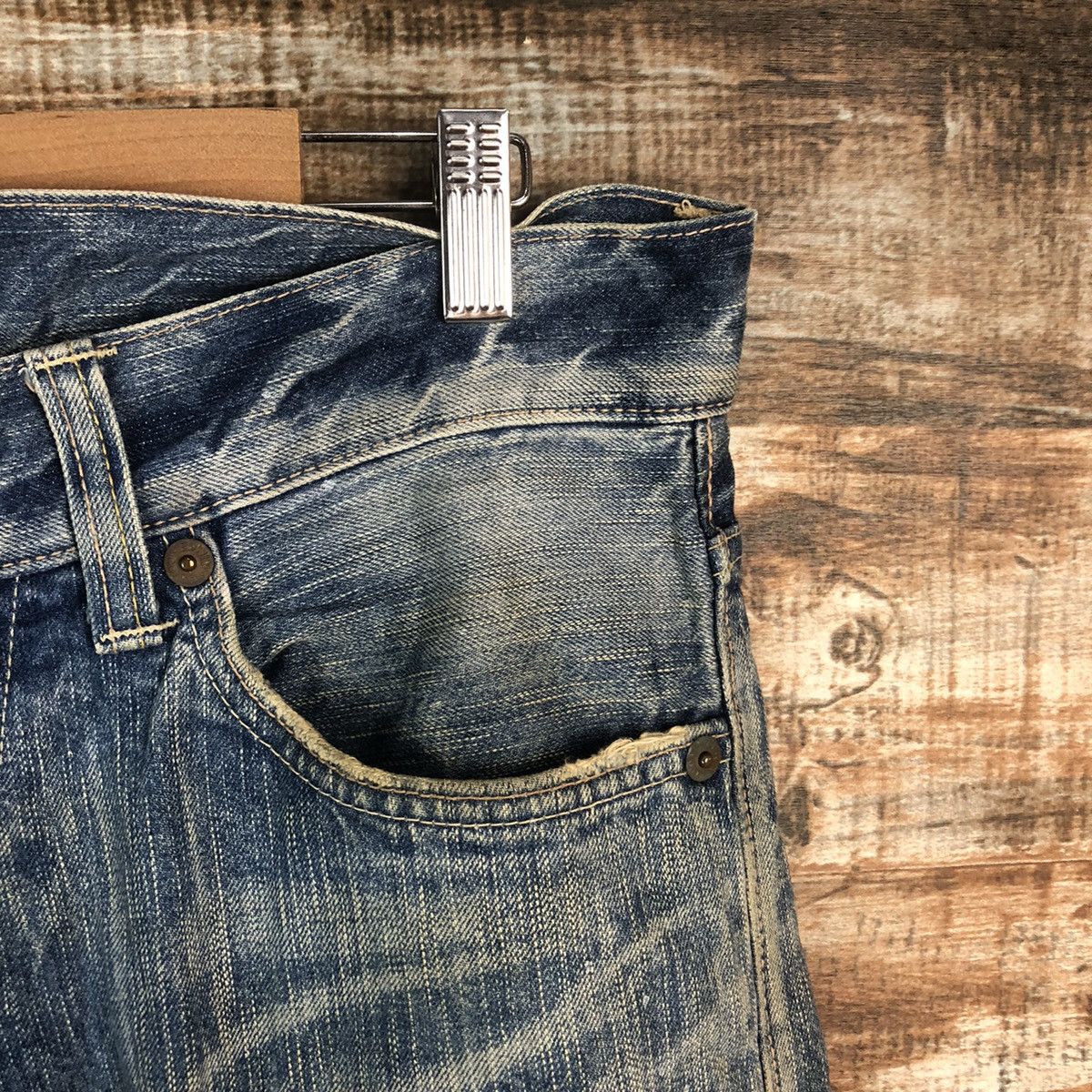 Edwin DLL Edwin Blue Stripe Distressed Denim Pants #C006 Size US 31 - 8 Thumbnail