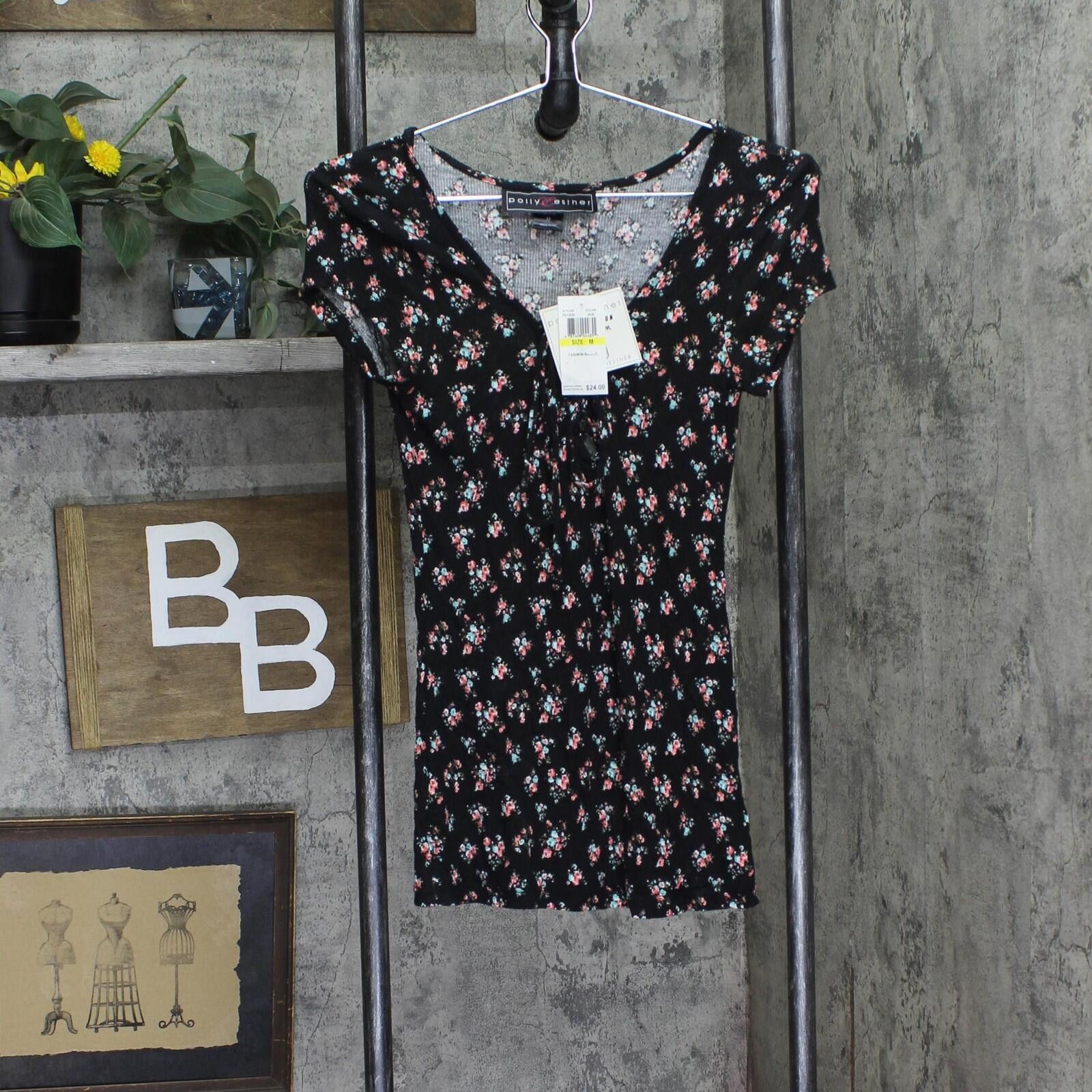 Other Nwt Polly & Esther Tunic Tie Front Shirt Top Black Multi M Size M / US 6-8 / IT 42-44 - 1 Thumbnail