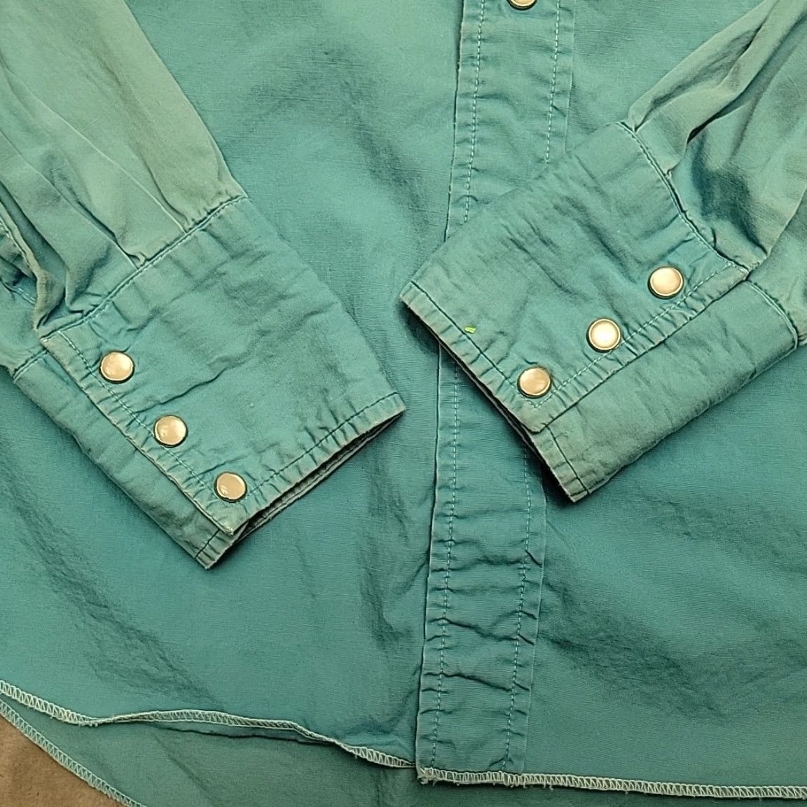 Vintage VINTAGE Western Pearl Snap Shirt Men 14.5 Teal Long Sleeve Sawtooth Pocket Yoked Size US M / EU 48-50 / 2 - 6 Thumbnail