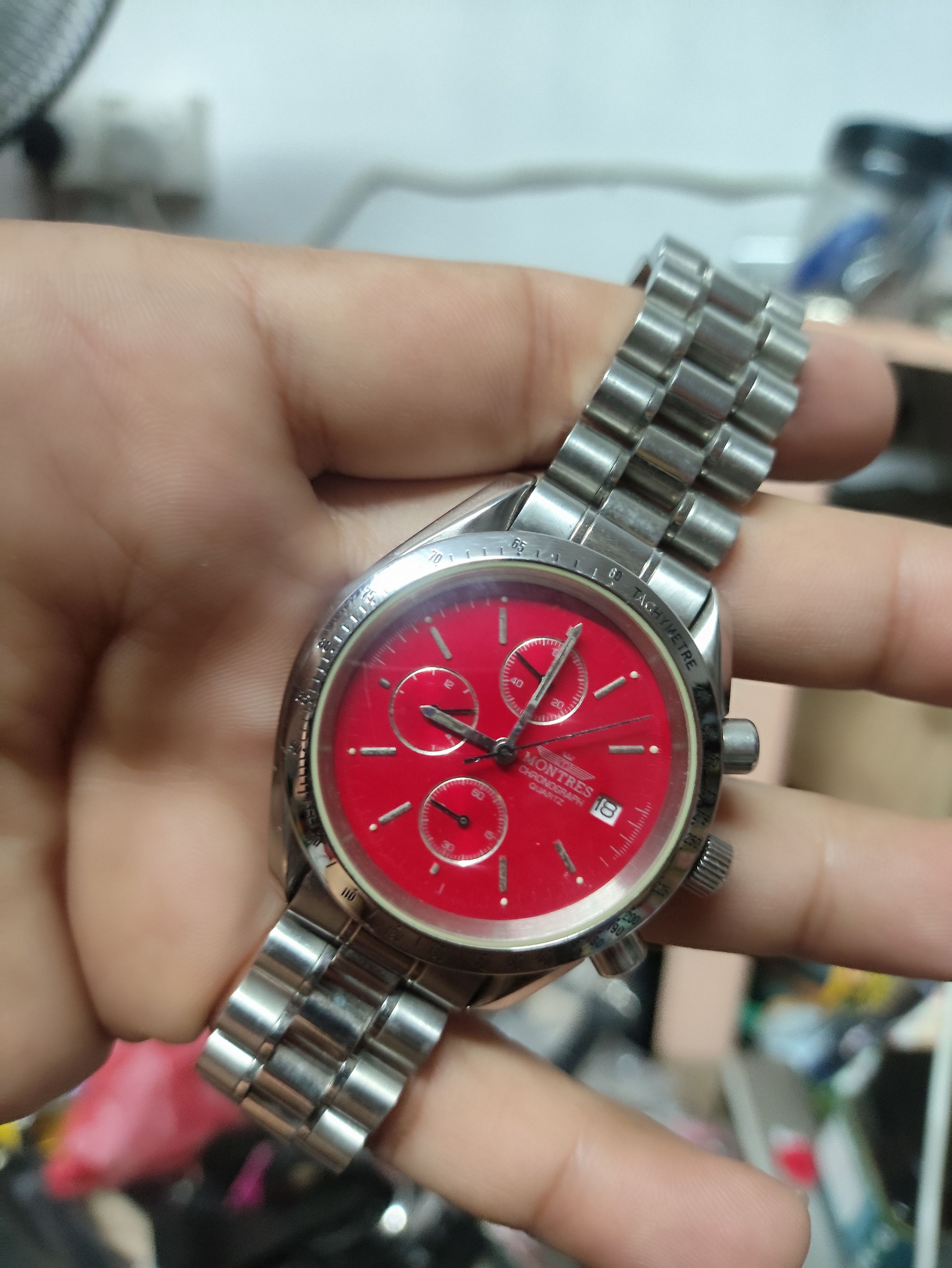 Vintage Montres 68189 Monster Red Chronograph watch (Need Service) Size ONE SIZE - 1 Thumbnail