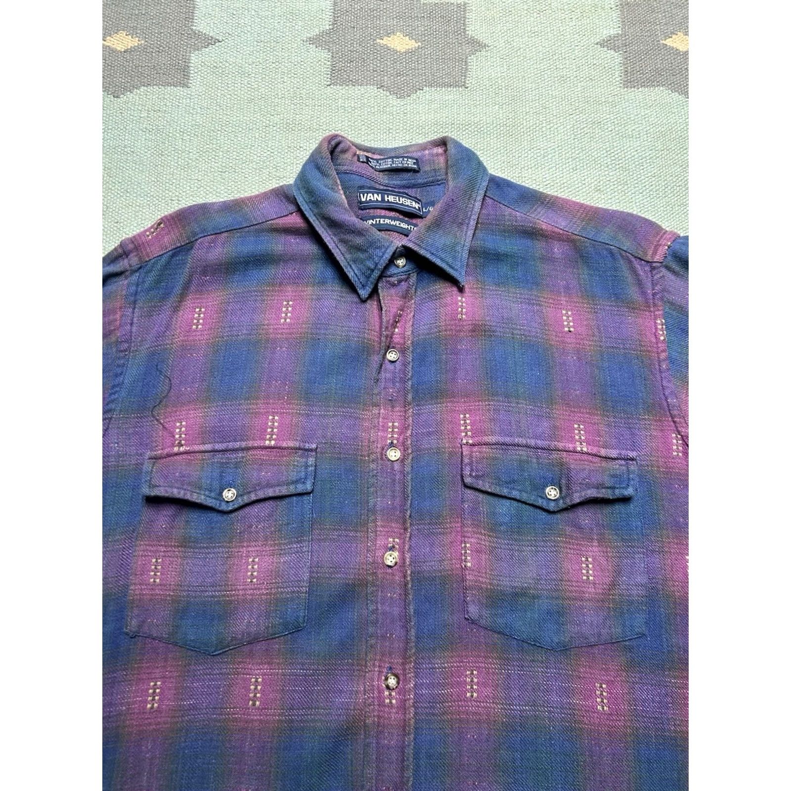 Van Heusen VINTAGE Van Heusen shirt Flannel Plaid Cotton Shadow Men’s Large Size US L / EU 52-54 / 3 - 4 Thumbnail