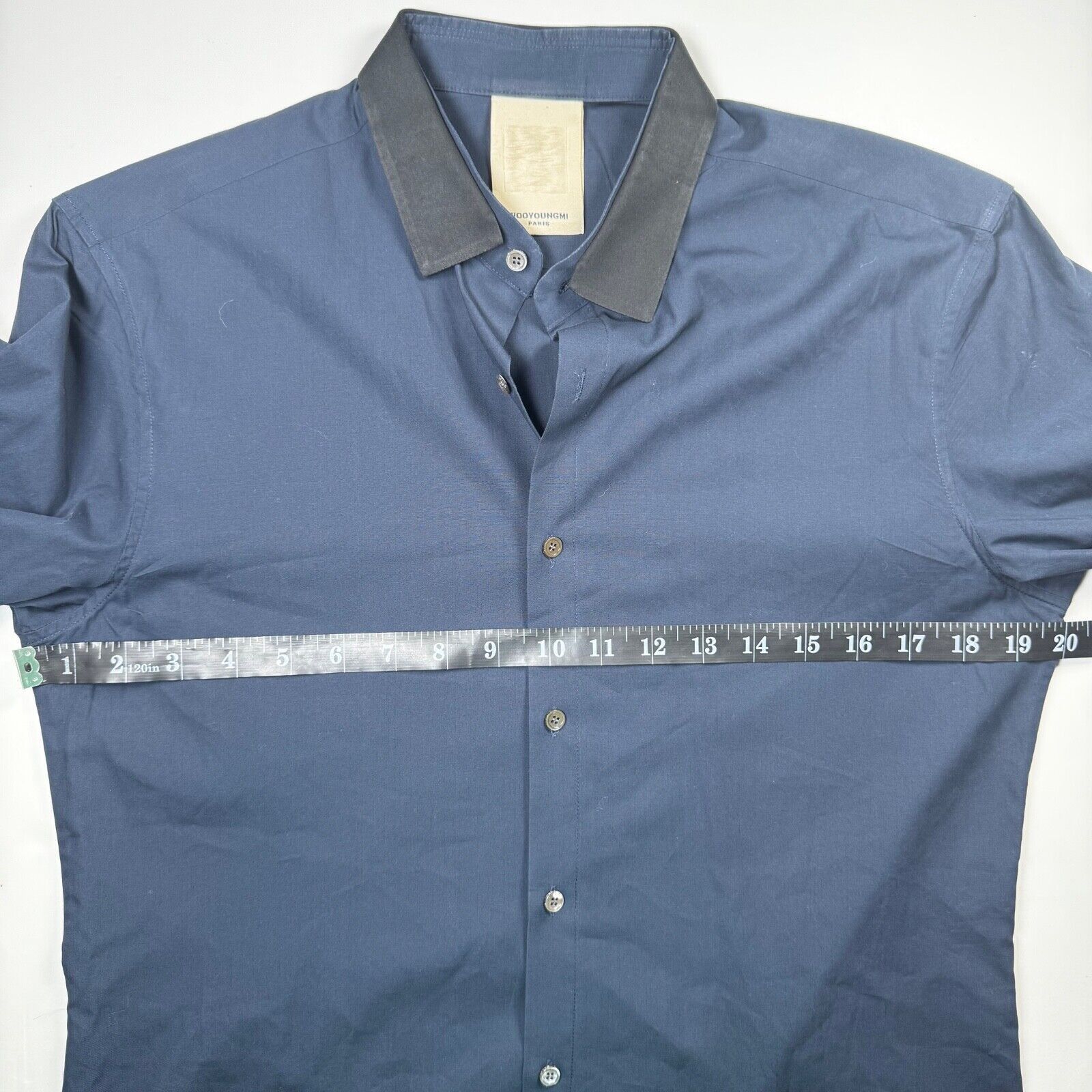 Wooyoungmi Wooyoungmi Paris Navy Shirt w/ Contrast Collar Size 48 Size US M / EU 48-50 / 2 - 10 Thumbnail
