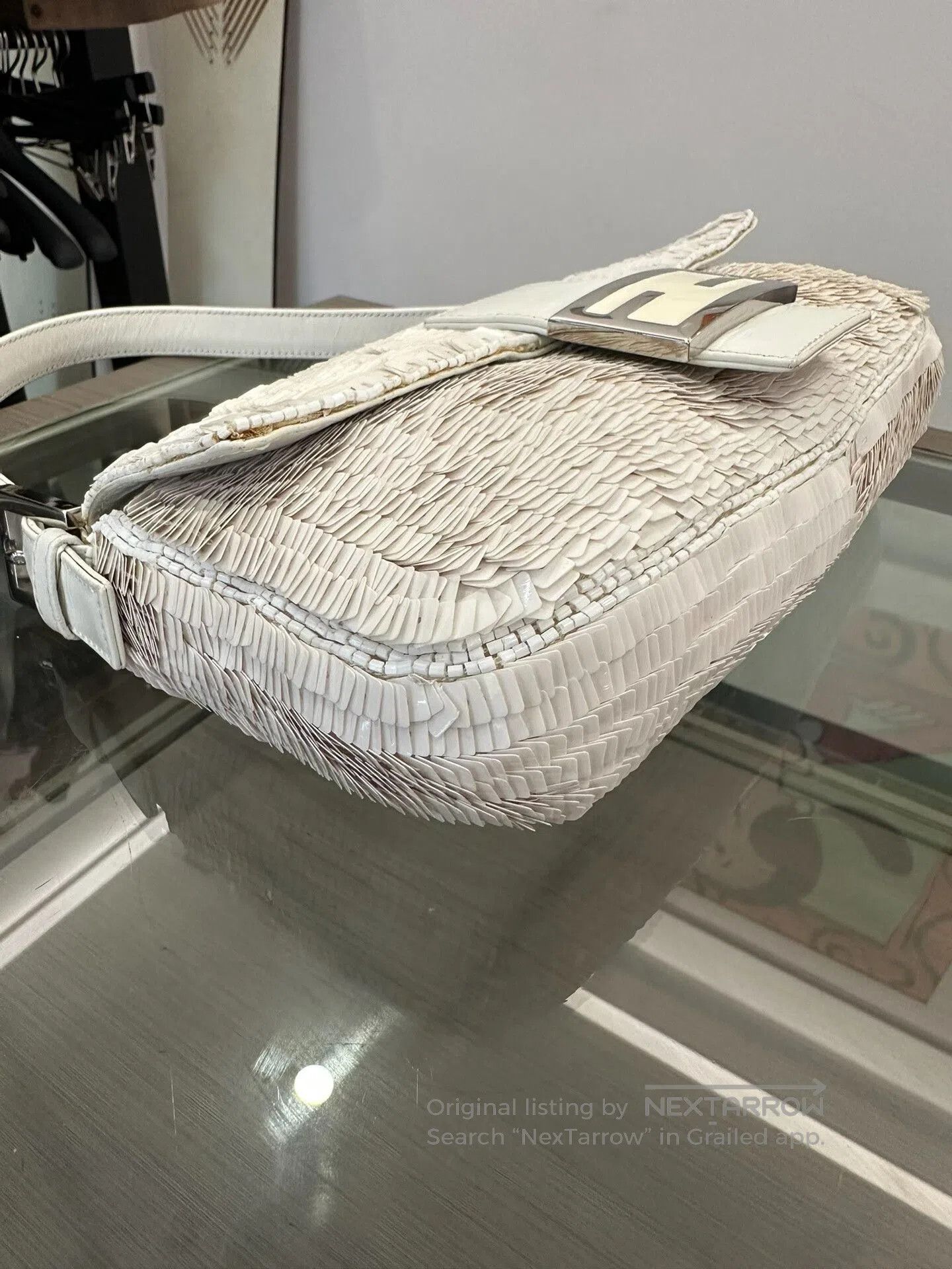 Fendi Fendi Baguette White Sequin Handbag 26cm. Size ONE SIZE - 6 Thumbnail