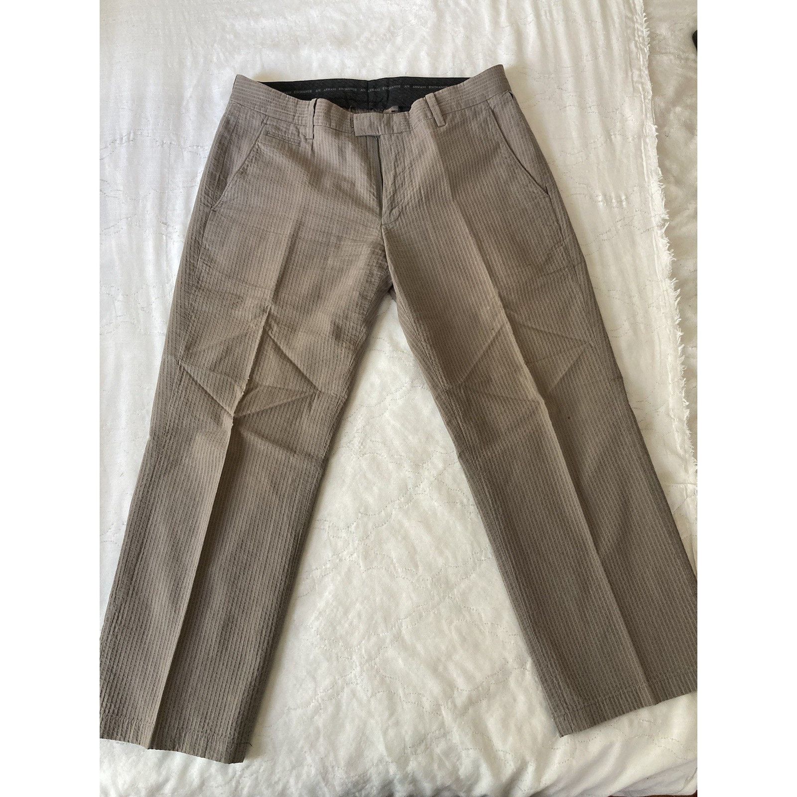 Armani Exchange Armani Exchange Pants Mens 31 Long Beige Gray Pinstripe Size US 31 - 1 Thumbnail