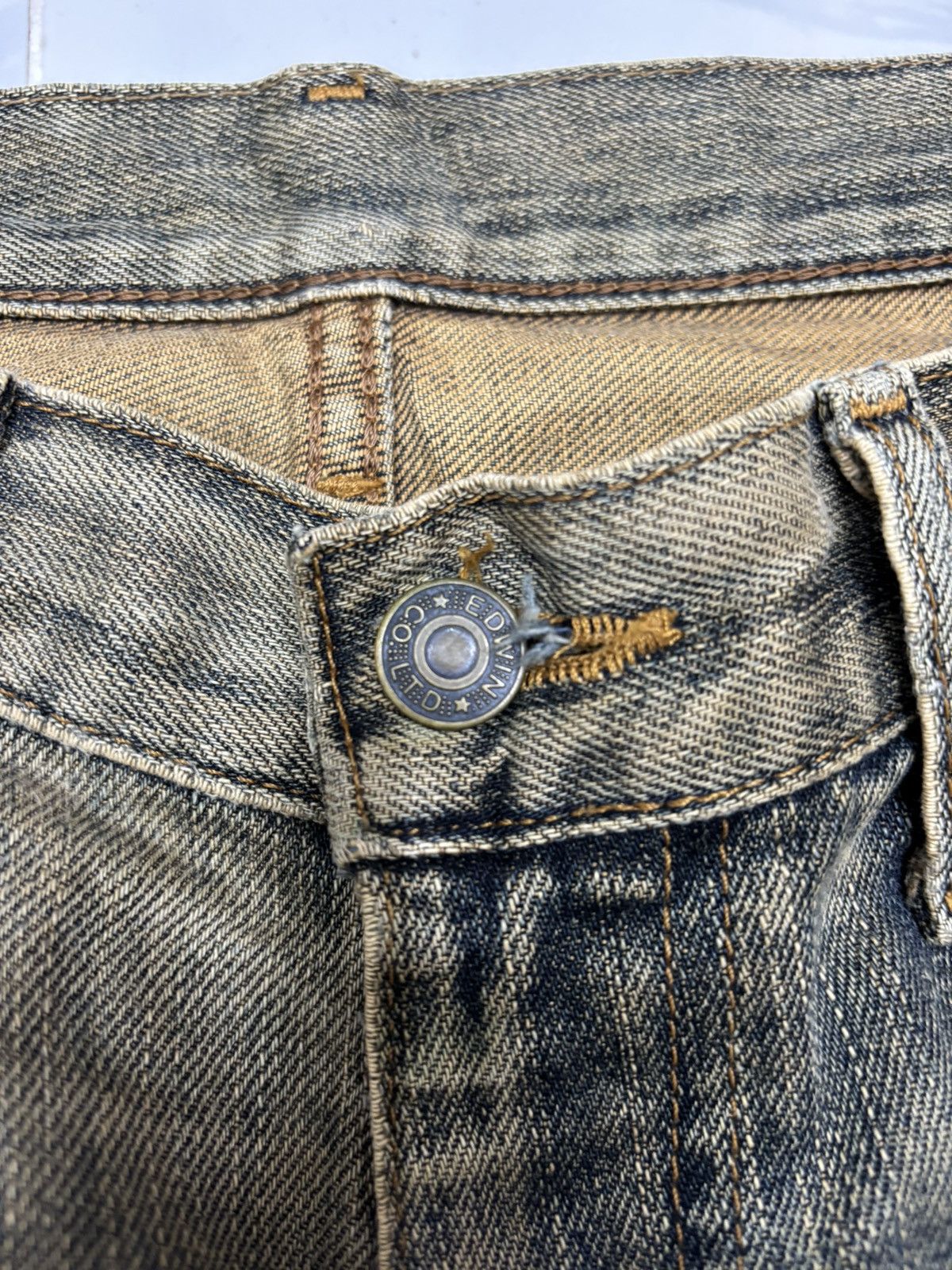 Kapital Edwin Earthy Muddy Wash Destroyed Patchwork Jeans Size US 30 / EU 46 - 9 Thumbnail