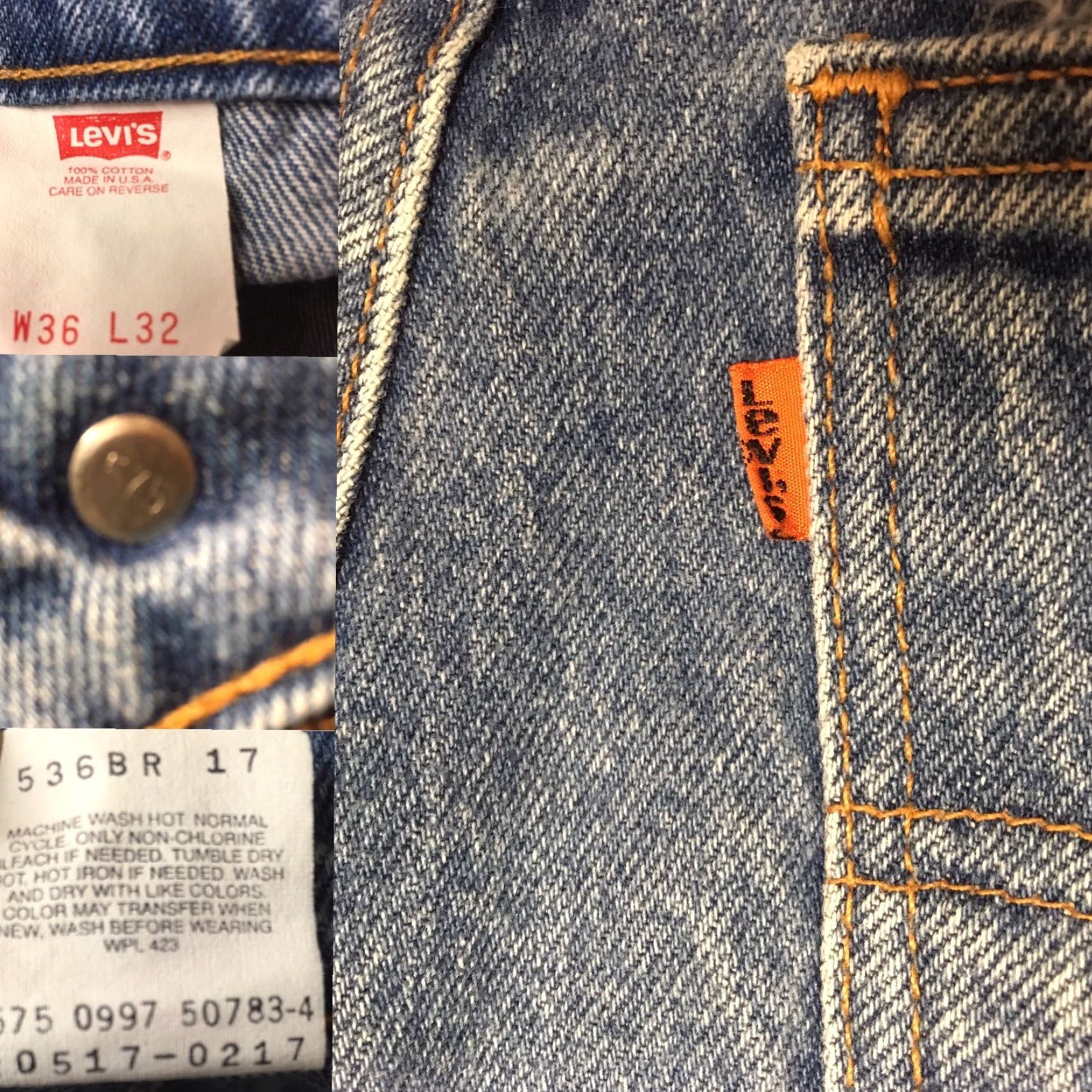 Levi's VINTAGE Levi's 517 Jeans Orange Tab Made In USA Sz 36 32 Denim Jeans Blue 1990s Mens Size US 34 / EU 50 - 2 Thumbnail