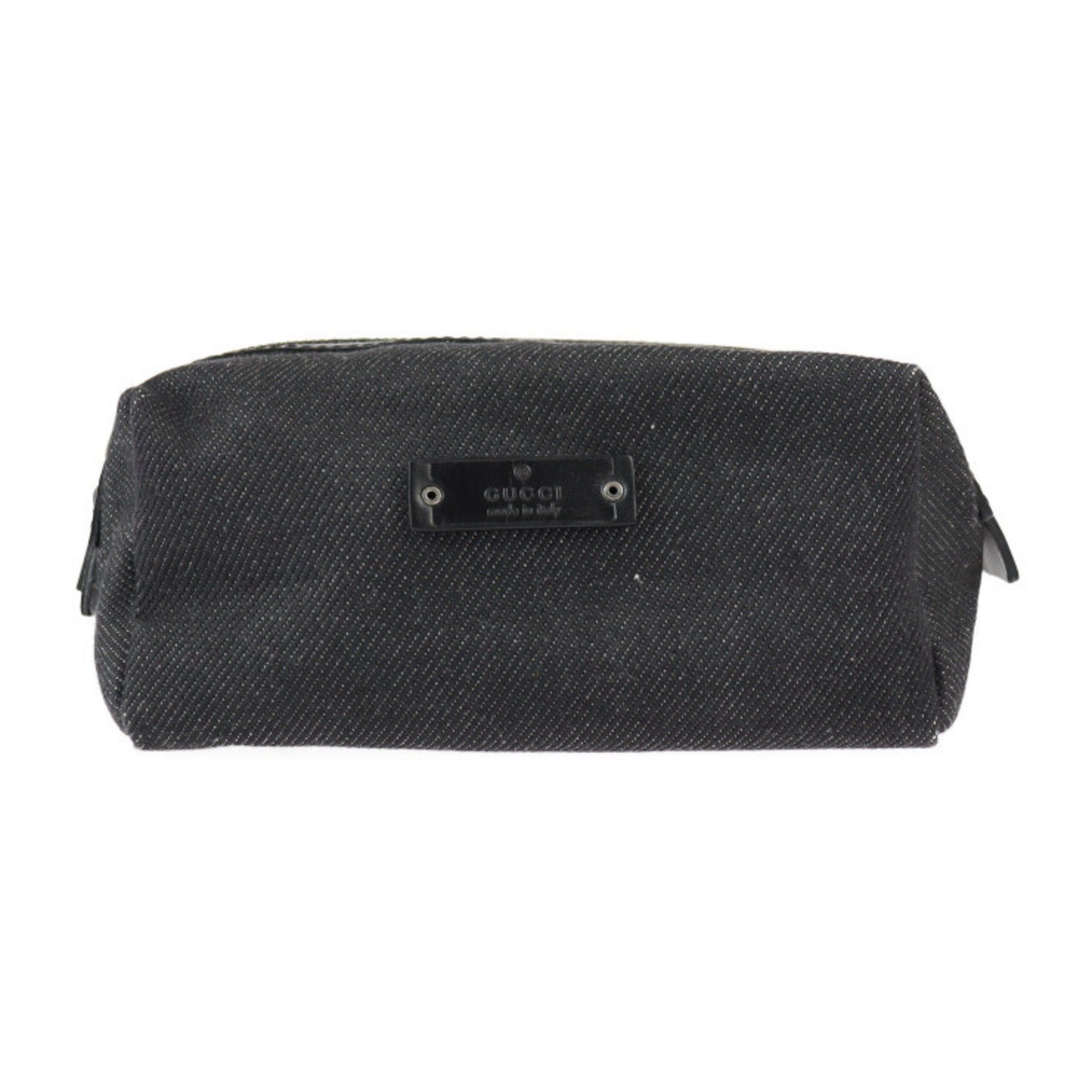image of Gucci Pouch 29596 Canvas Leather Black Cosmetic Accessory Case Pen Multi, Women's