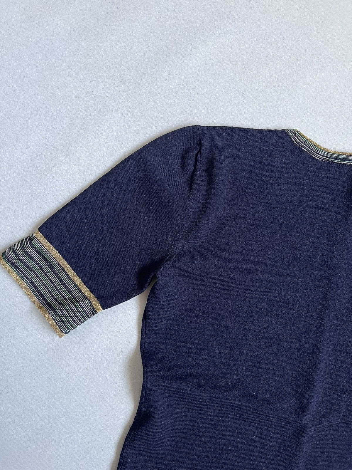 Missoni Missoni Women Blue & Gold Slim Short Sleeve T-shirt Size M / US 6-8 / IT 42-44 - 12 Thumbnail
