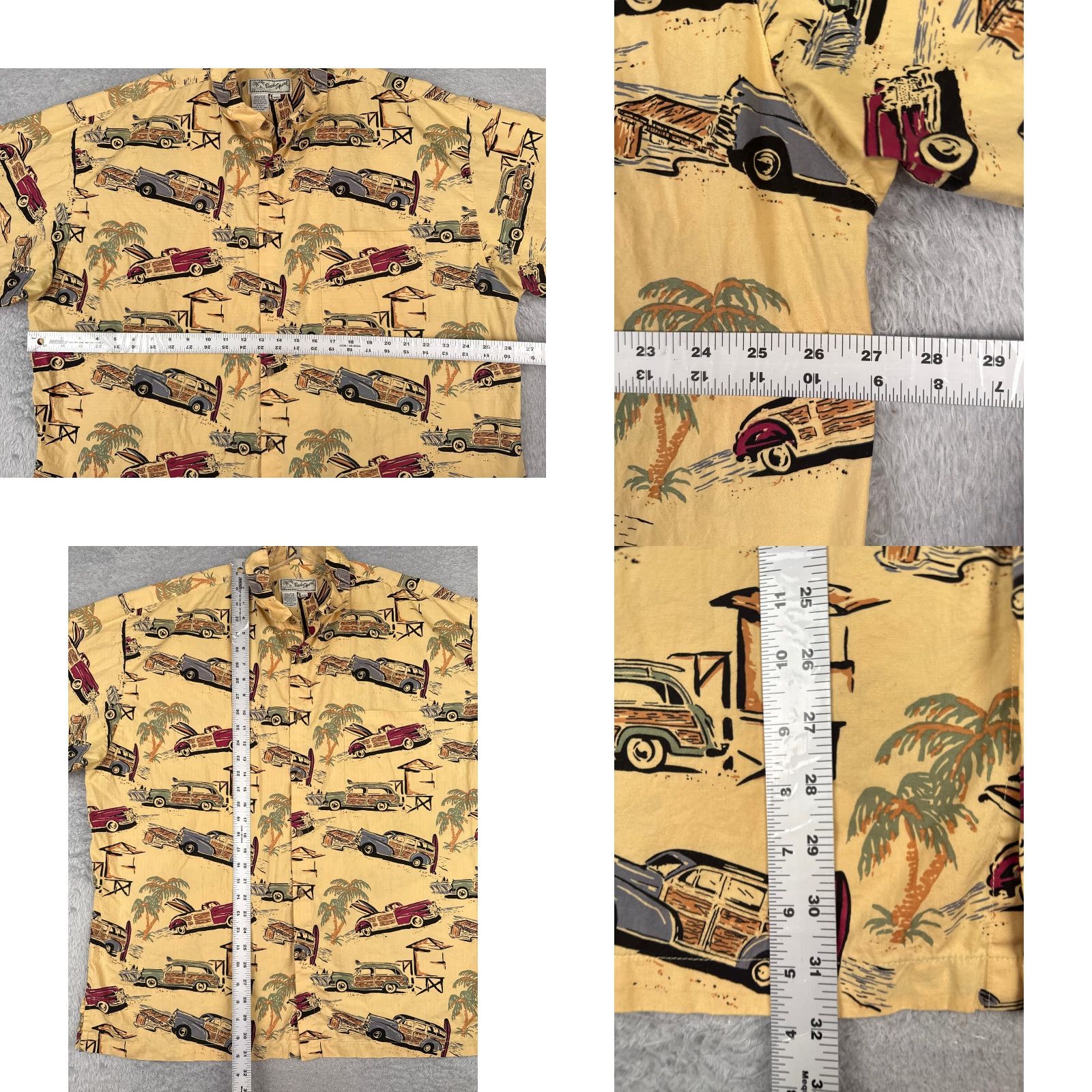 Vintage VINTAGE Beck Sport Shirt Mens 2XL Yellow Hawaiian Cars Button-Up 100% Rayon Floral Short Sleeve Beach/Relaxed Fit Size US XXL / EU 58 / 5 - 8 Thumbnail
