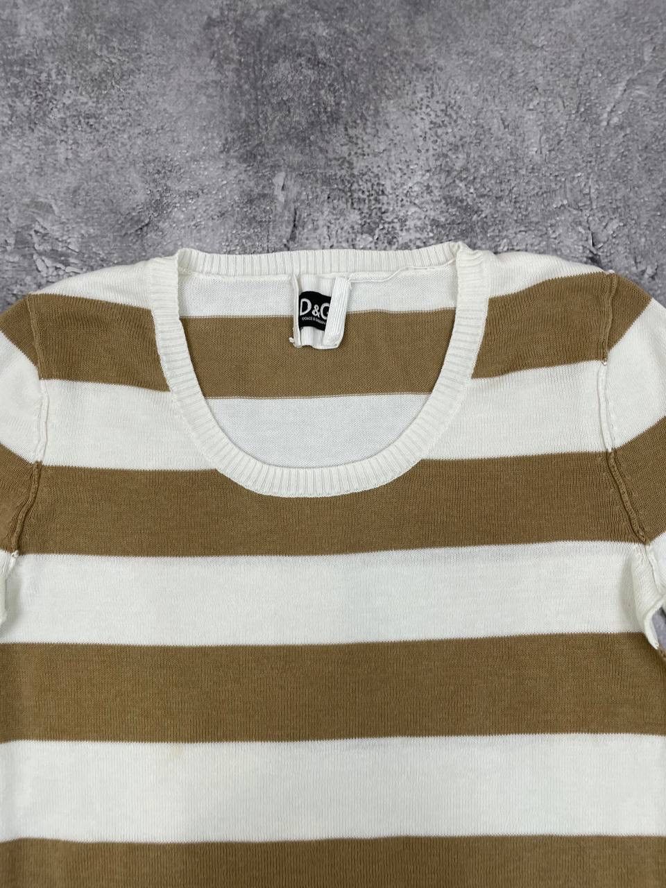 Dolce & Gabbana Dolce & Gabbana Women Cotton Knit Sweater Striped Beige Size S / US 4 / IT 40 - 2 Thumbnail