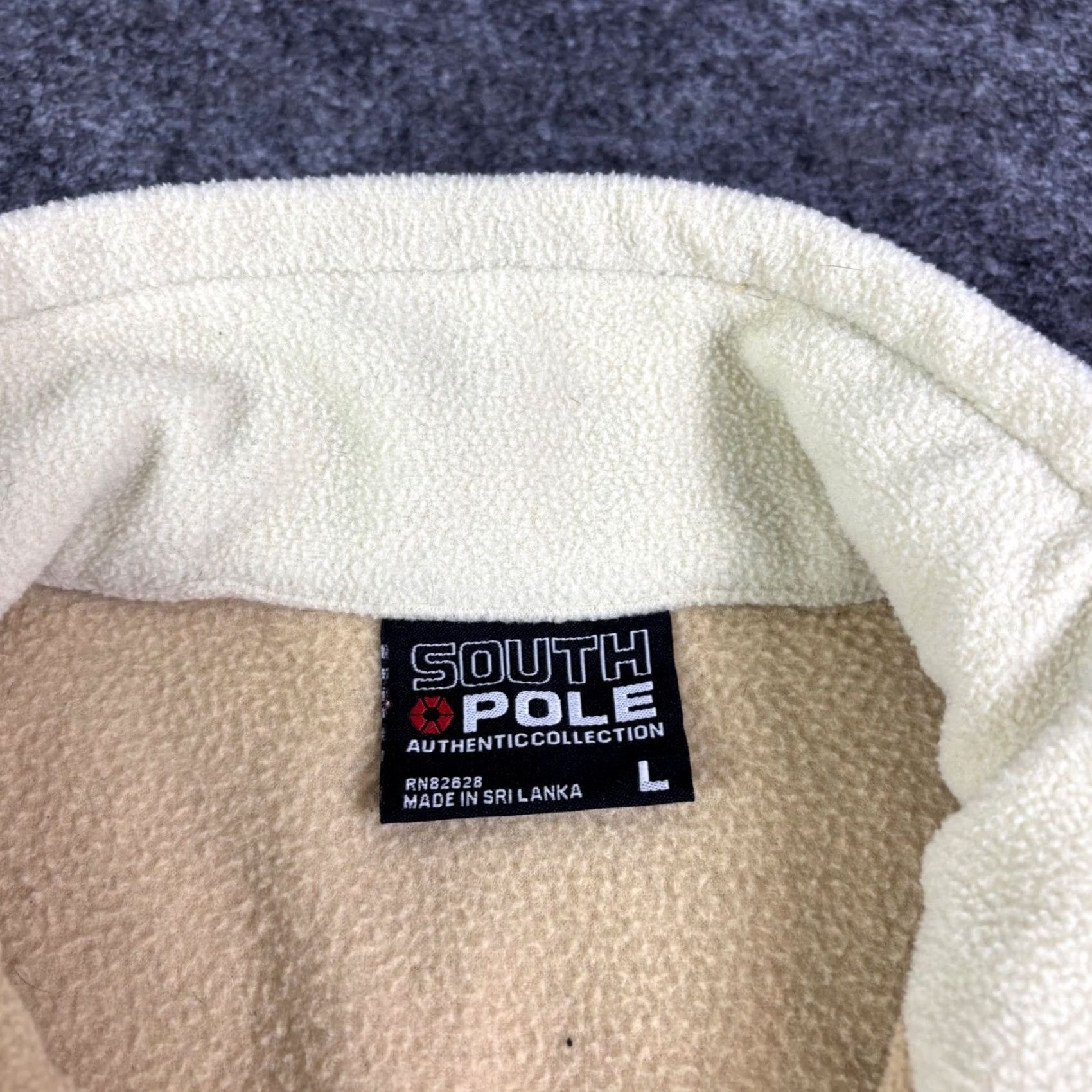 Southpole Southpole Mens Quarter Zip Fleece Pullover Tan Vintage Patches Large RN82628 Size US L / EU 52-54 / 3 - 5 Thumbnail