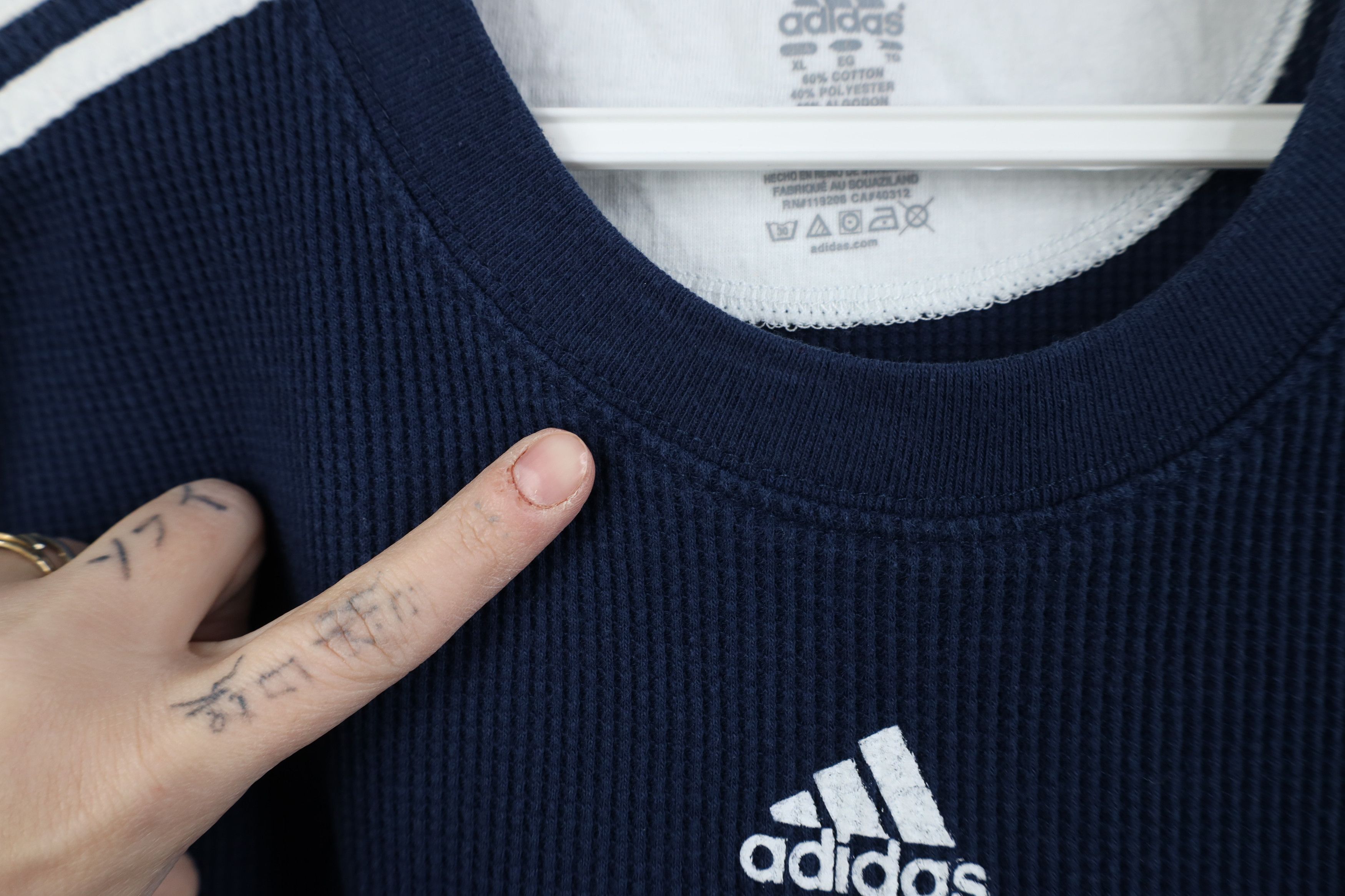 Adidas Vintage Adidas Basketball Thermal Waffle Knit T-Shirt Blue Size US XL / EU 56 / 4 - 6 Thumbnail