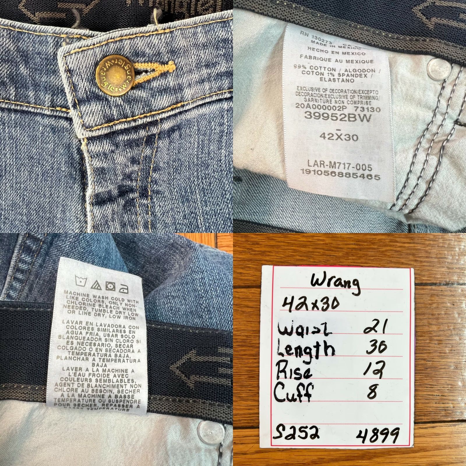 Wrangler Wrangler Jeans Mens Rugged Wear Straight Mid Rise Casual Blue Denim Size 42 Inseam 30 Size US 42 / EU 58 - 8 Thumbnail