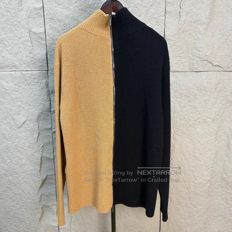 Fendi Fendi Black and Brown Patchwork Double Zip Wool Knit Jacke Size US L / EU 52-54 / 3 - 2 Thumbnail