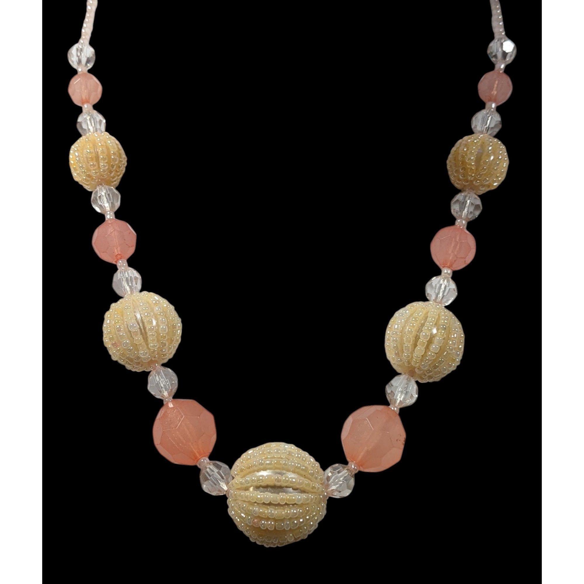 Other Vintage Coquette Retro Pink And Yellow Beaded Necklace Size ONE SIZE - 2 Thumbnail