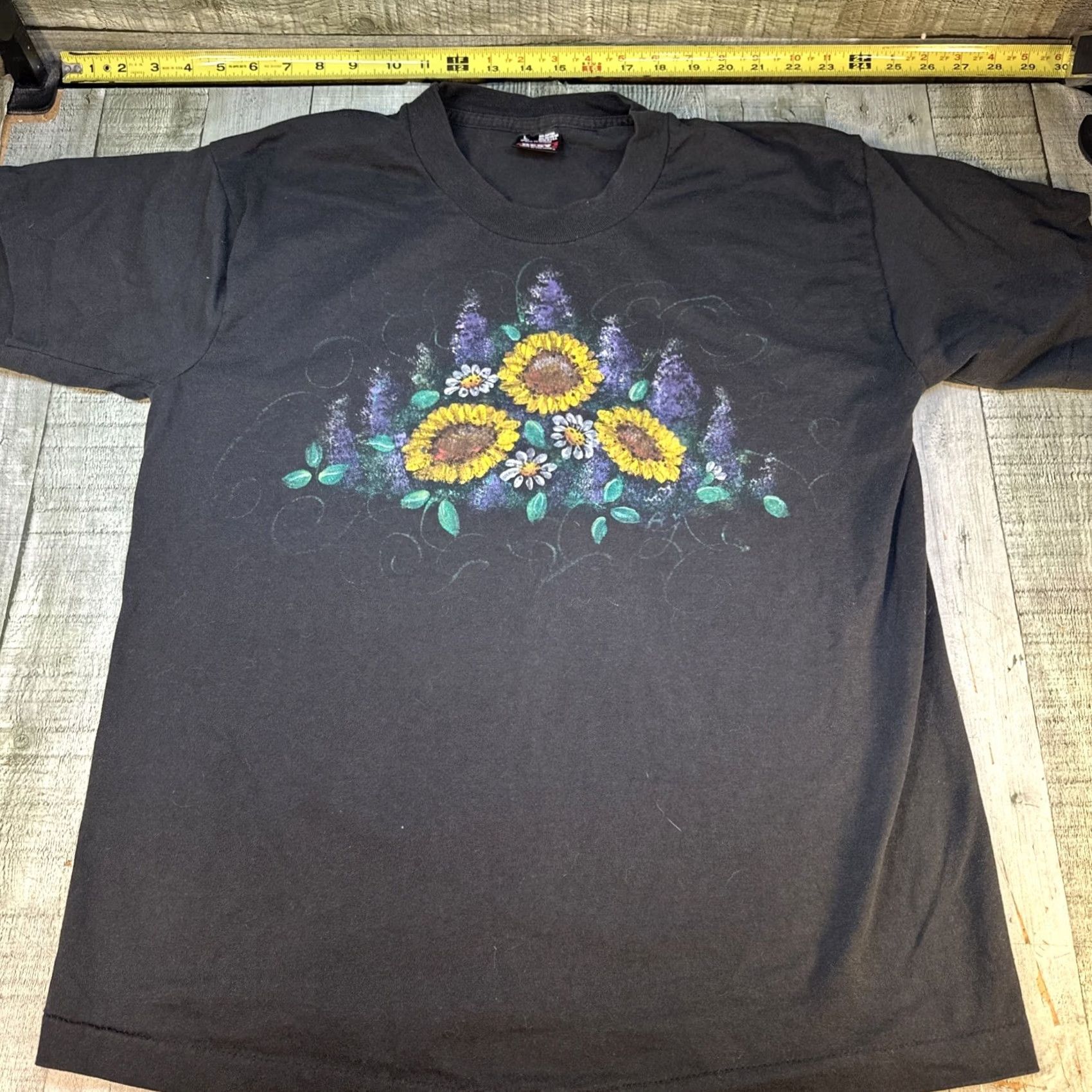 Fruit Of The Loom VINTAGE Sunflowers T Shirt Womens L Blacks Floral Nature Embroidered USA Fruit of the Loom Short Sleeve Crew Neck Cotton Size L / US 10 / IT 46 - 3 Thumbnail
