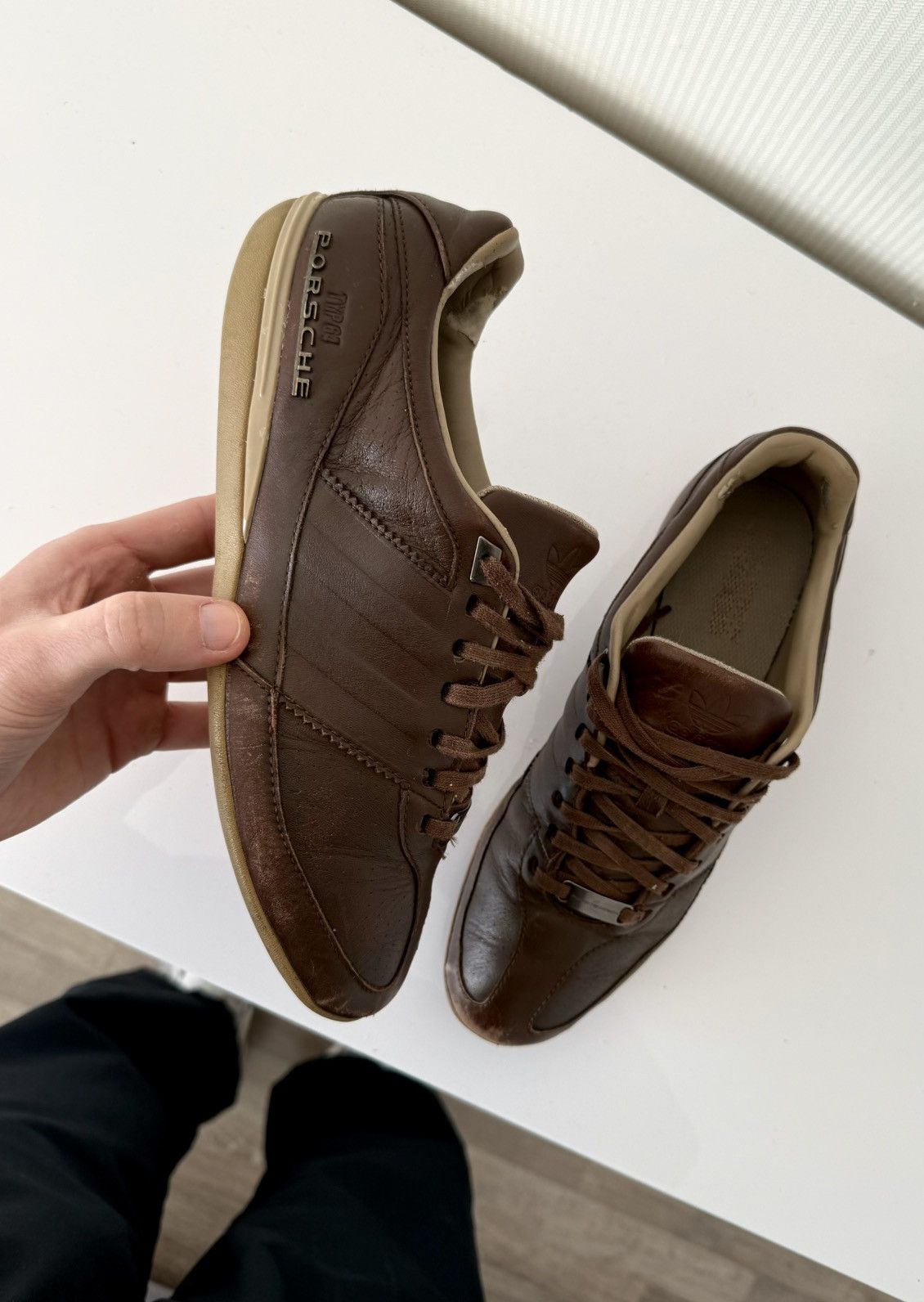 adidas Porsche design ダークブラウン　本革 Buy adidas Originals Men's Porsche Typ 64 2.4 Brown Leather