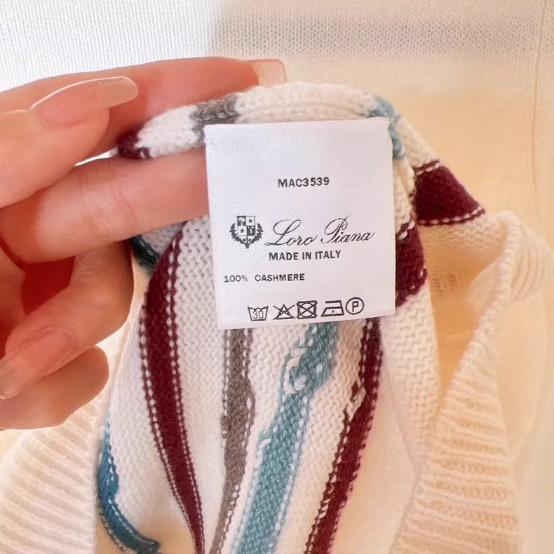Loro Piana LORO PIANA Color stripes on the edges of the cashmere swea Size M / US 6-8 / IT 42-44 - 7 Thumbnail