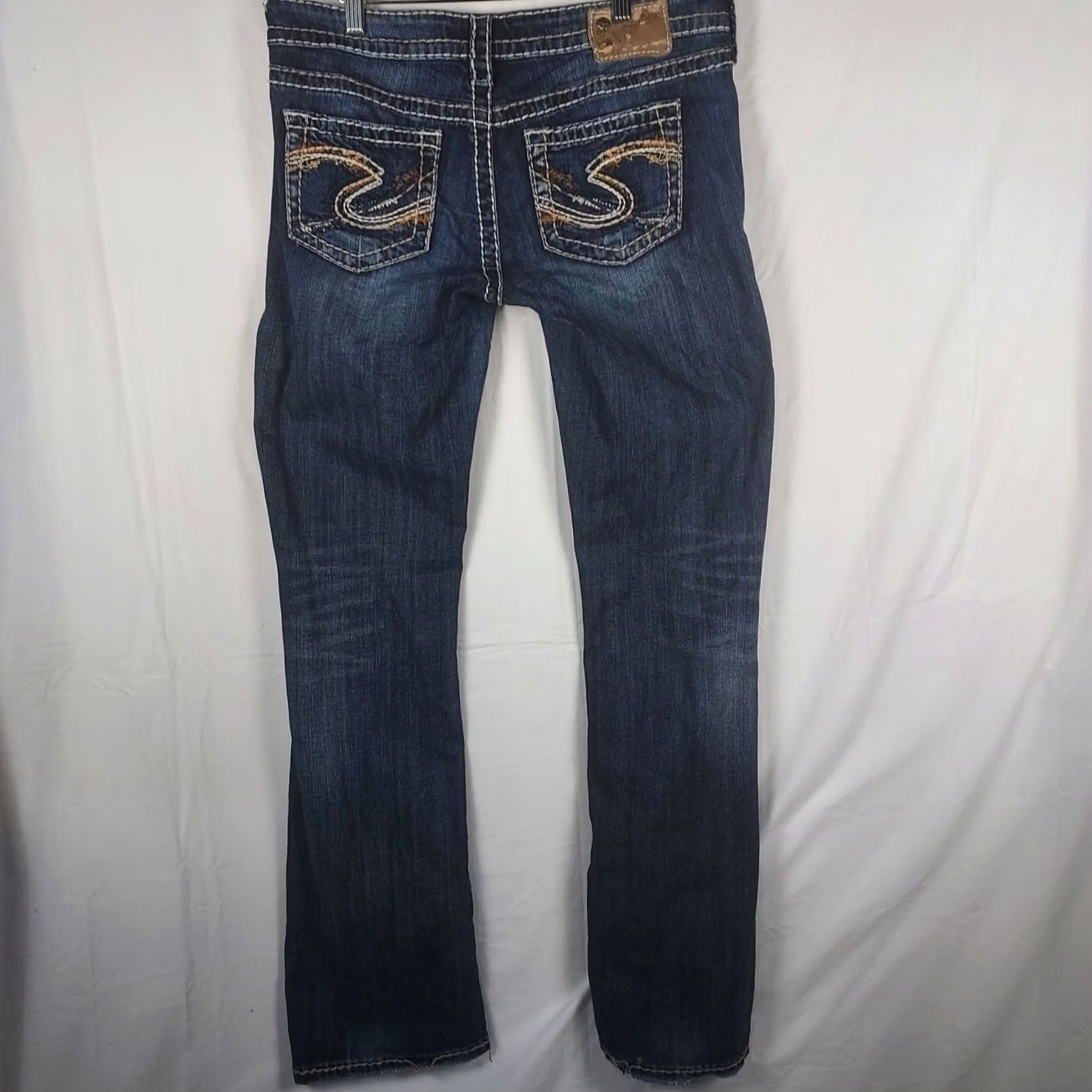 Silver Jeans Co. Silver Jeans Aiko Bootcut Jeans Women’s W29 L33 Mid Rise Distressed Denim Blue Jeans with Zip 5-Pocket Design Regular Fit Buttonless Size 29" - 2 Thumbnail