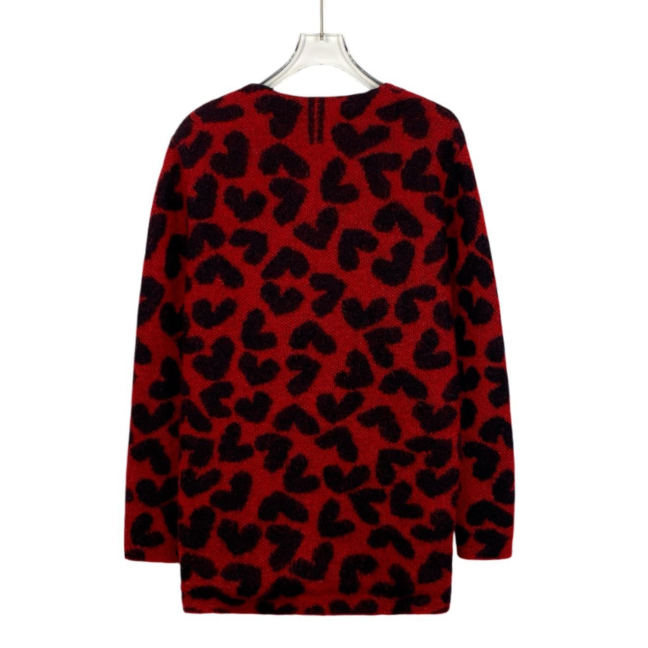 Yves Saint Laurent Saint Laurent Paris Red & Black Leopard Heart Print Wool Moh Size XS / US 0-2 / IT 36-38 - 2 Thumbnail