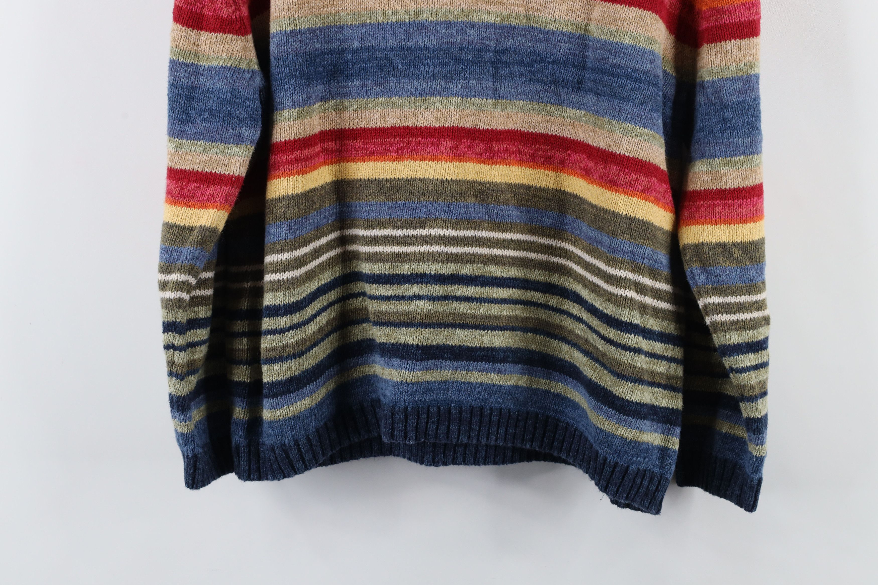 Vintage Vintage Y2K 2003 Streetwear Striped Knit Turtleneck Sweater Size L / US 10 / IT 46 - 9 Thumbnail