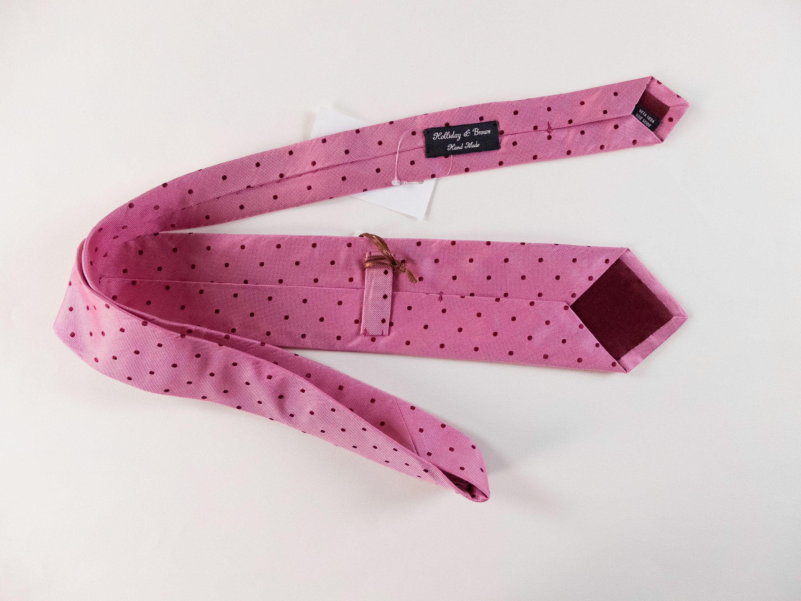 Holliday & Brown HOLLIDAY & BROWN London hand made pink polka dots silk tie Size ONE SIZE - 2 Thumbnail