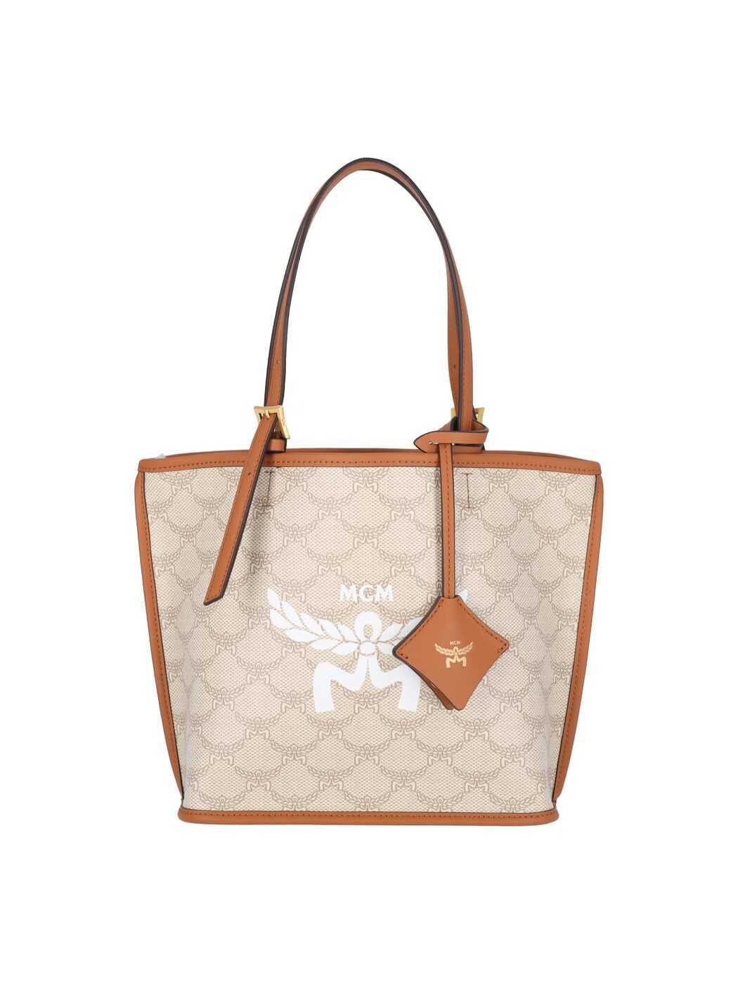 MCM Tote Bag Beige Leather Handbag