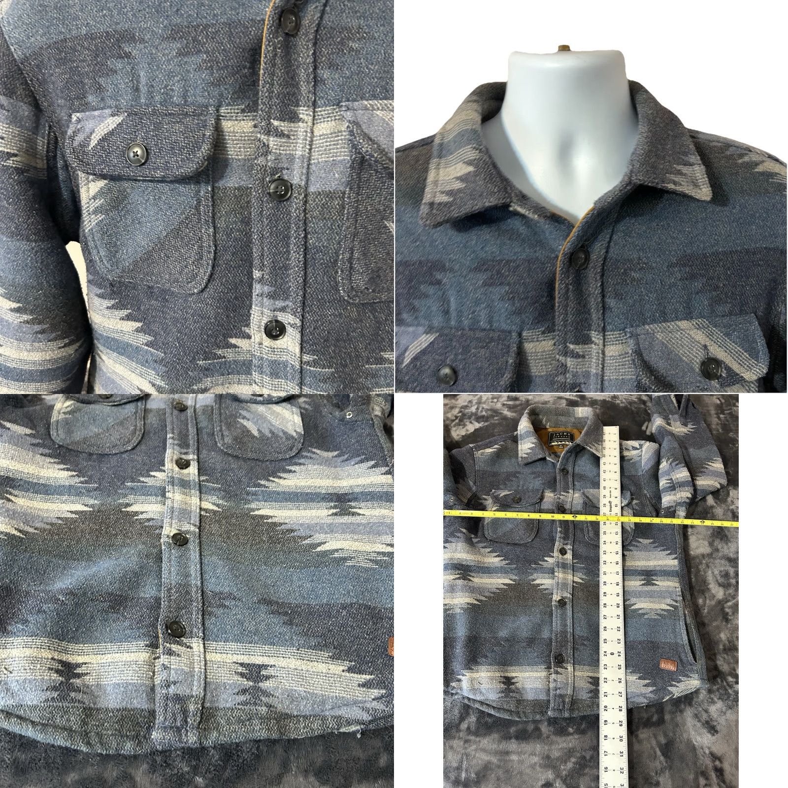 Vintage VINTAGE JACHS New York Wool Blend Shacket Men M Orange Aztec Blue Gray Lined Size US M / EU 48-50 / 2 - 9 Thumbnail