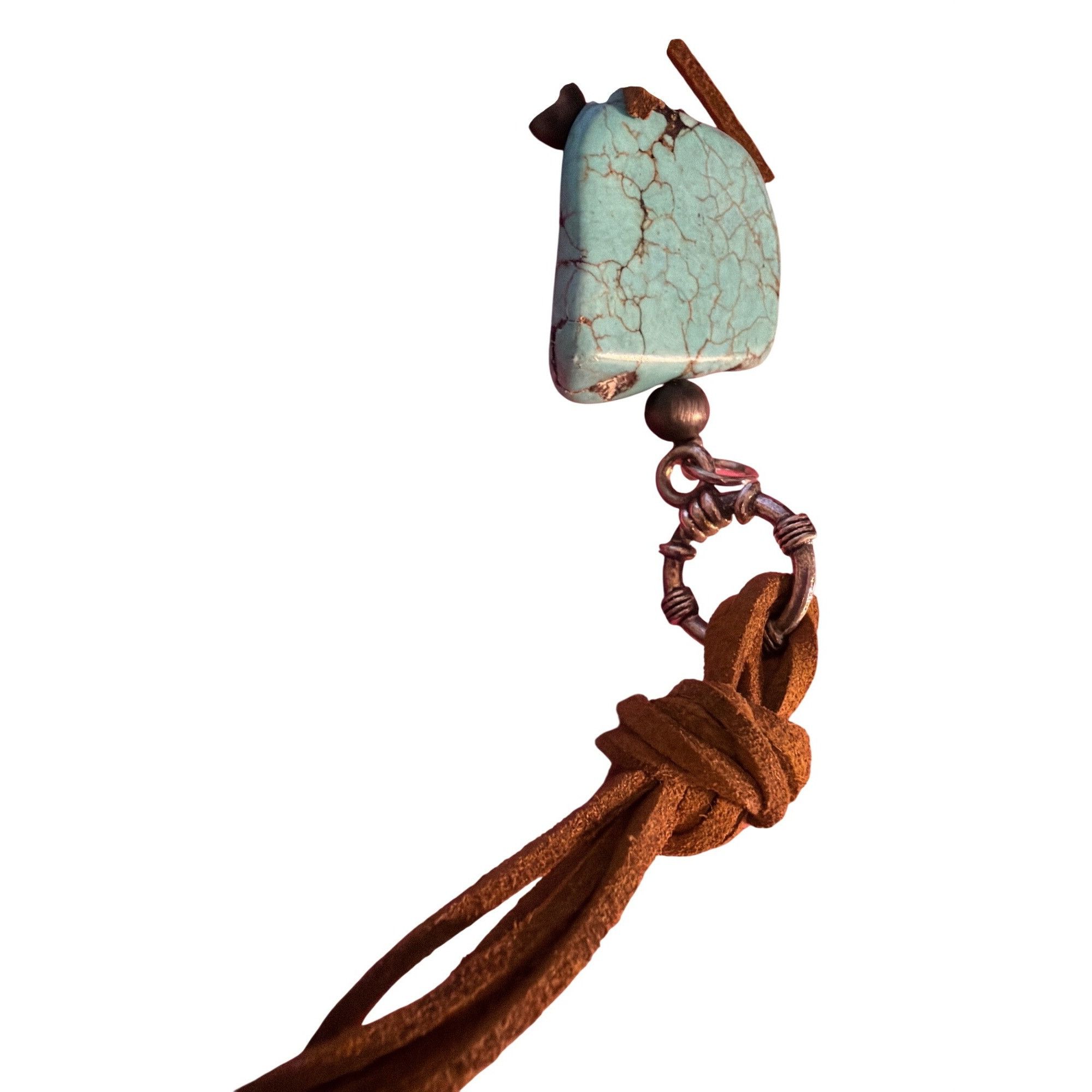 Other Vintage Turquoise Flat Stones Leather Cord Belt Necklace Boh Size ONE SIZE - 4 Thumbnail