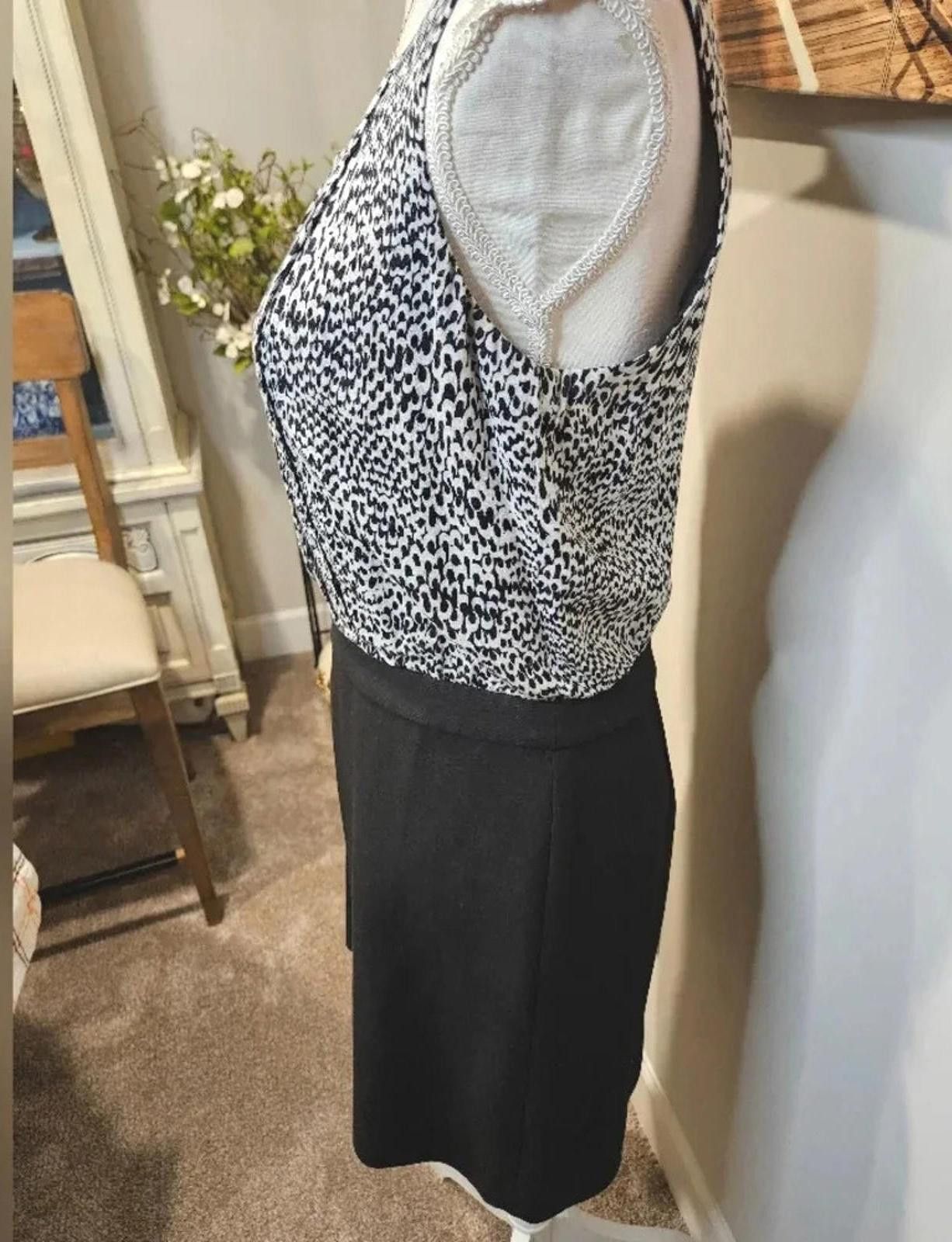 Designer LOFT Stylish Black and White Animal Print Dress H40 Size M / US 6-8 / IT 42-44 - 2 Thumbnail