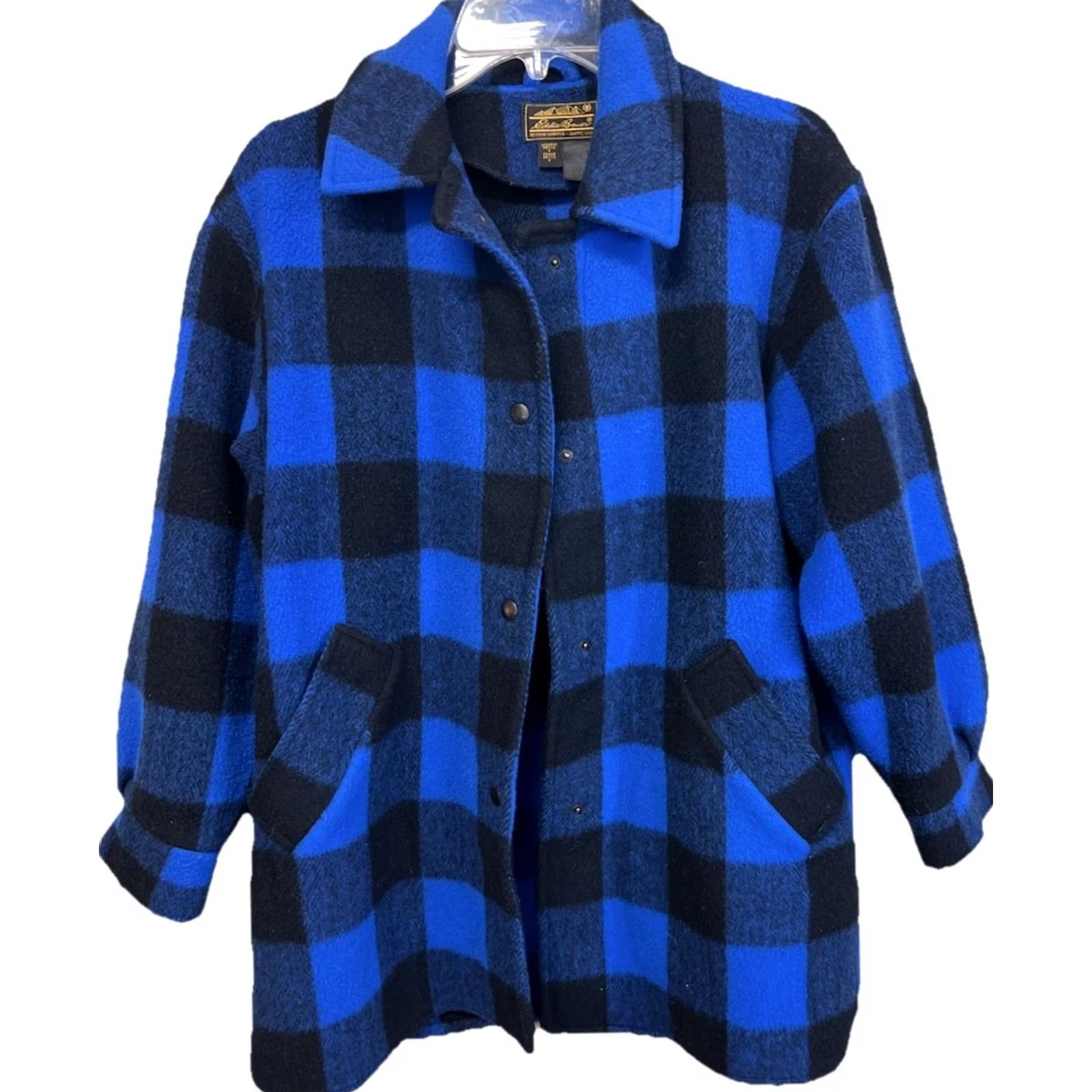 Eddie Bauer VINTAGE Eddie Bauer Wool Buffalo Plaid Barn Coat Women’s PS Blue/Black Check USA Jacket Shacket Fall/Winter Ladies Regular Size PS USA Women’s Size S / US 4 / IT 40 - 4 Thumbnail