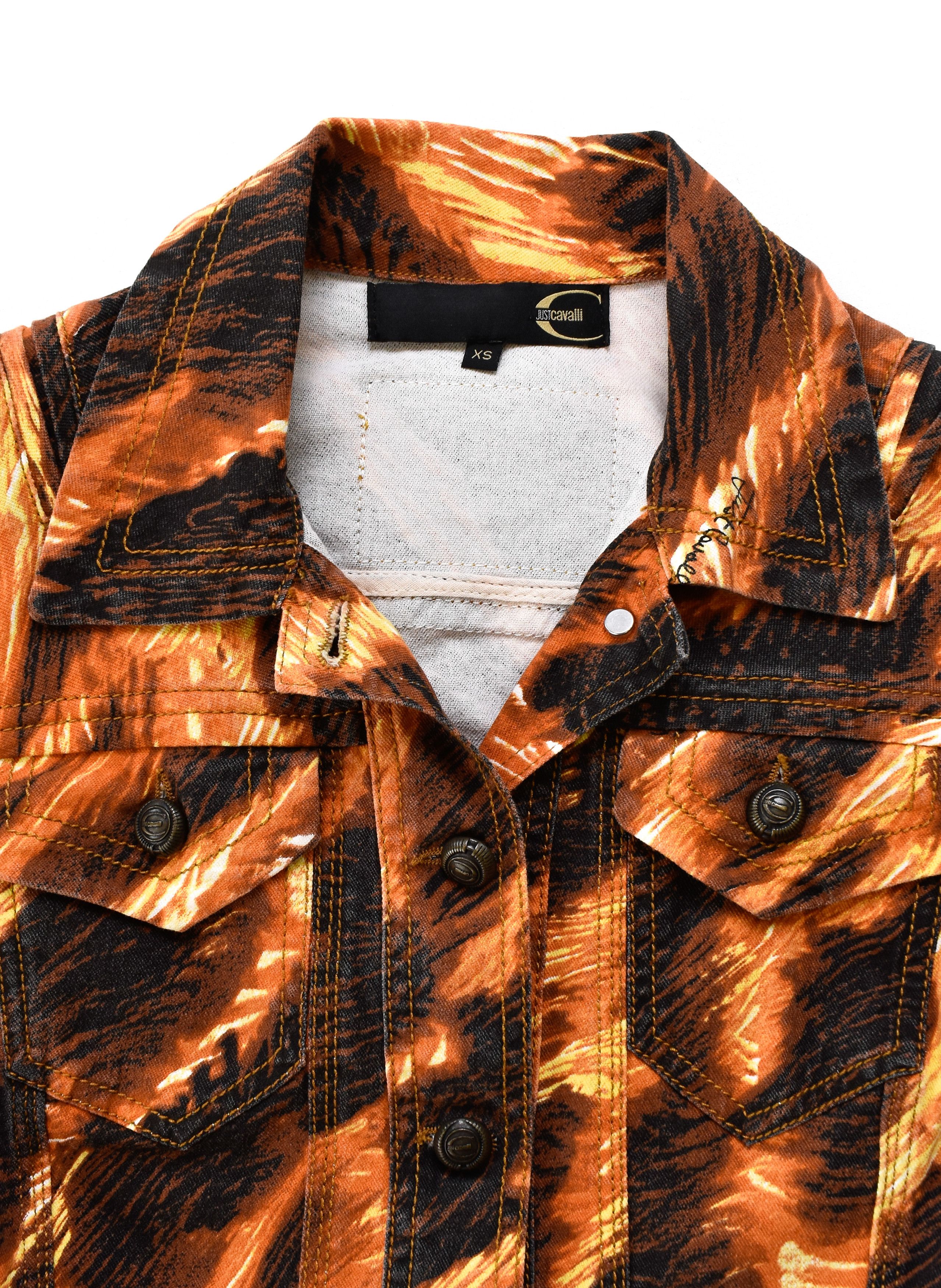 Just Cavalli ROBERTO JUST CAVALLI Vintage Denim Cotton Printed Jacket Size S / US 4 / IT 40 - 6 Thumbnail