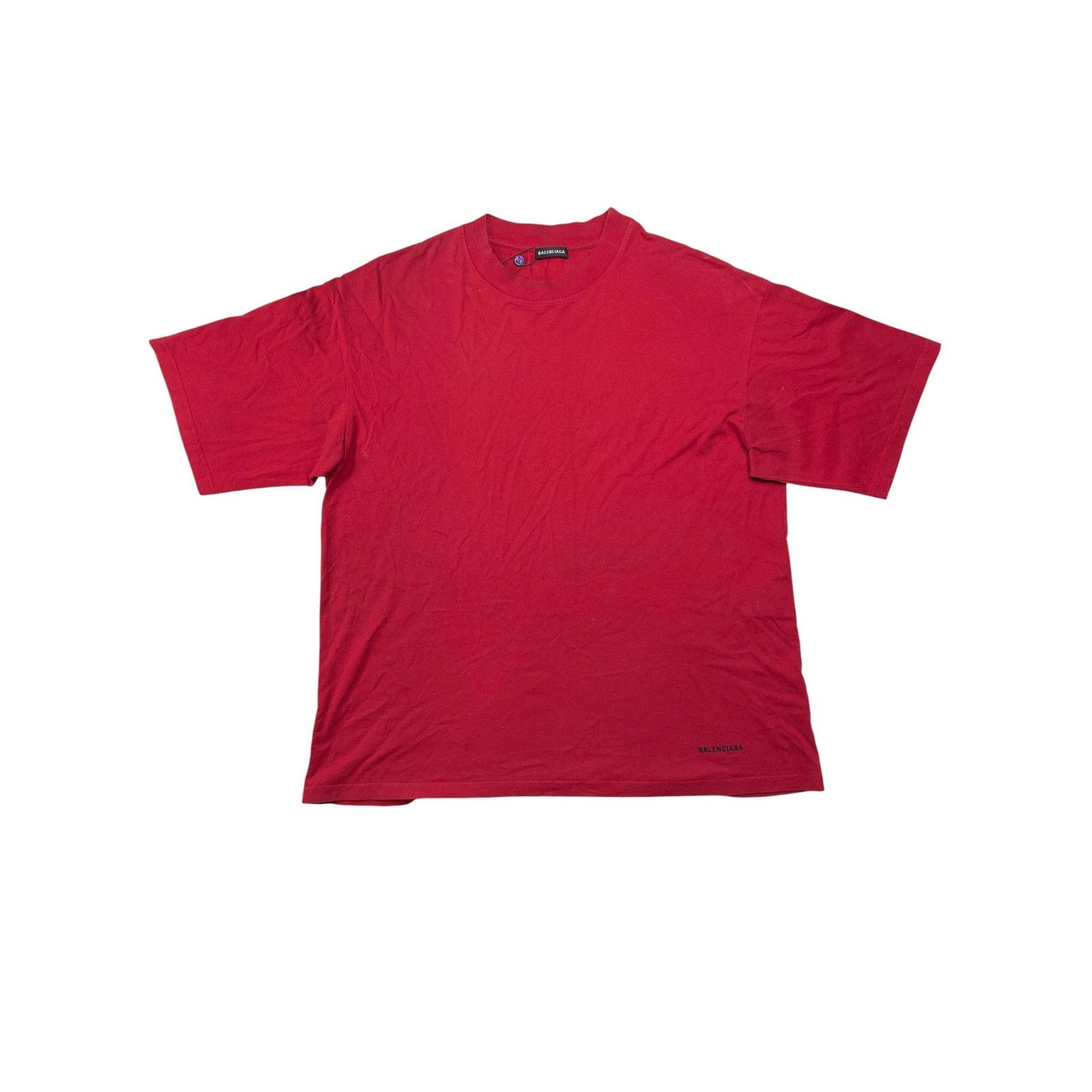 Balenciaga Balenciaga 'Small Logo' Red & Black Tee Size US S / EU 44-46 / 1 - 1 Thumbnail