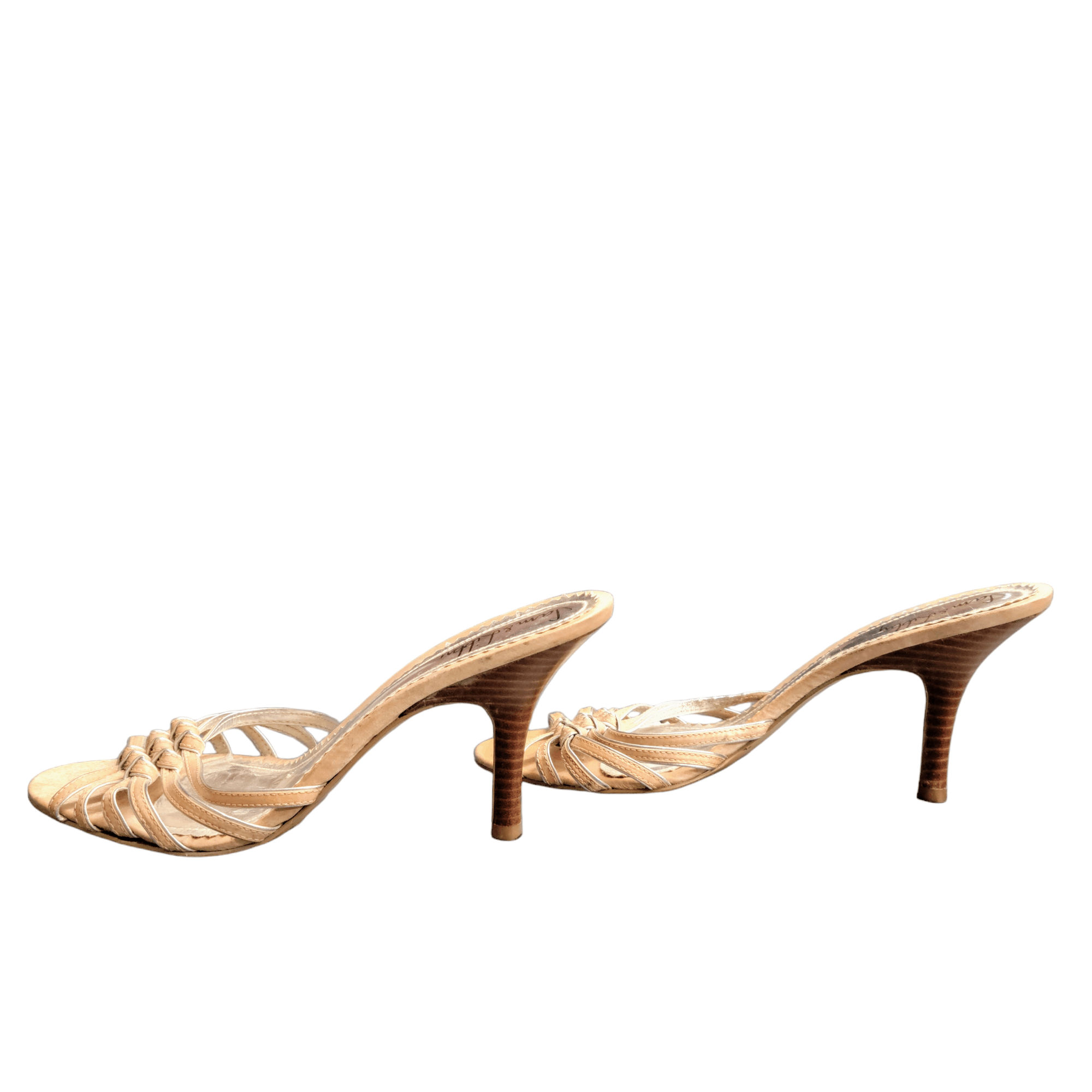 NBDN Nobrandedon Sam & Libby Tan & Silver Heel Slides Mules Shoes Size US 8 / IT 38 - 2 Thumbnail