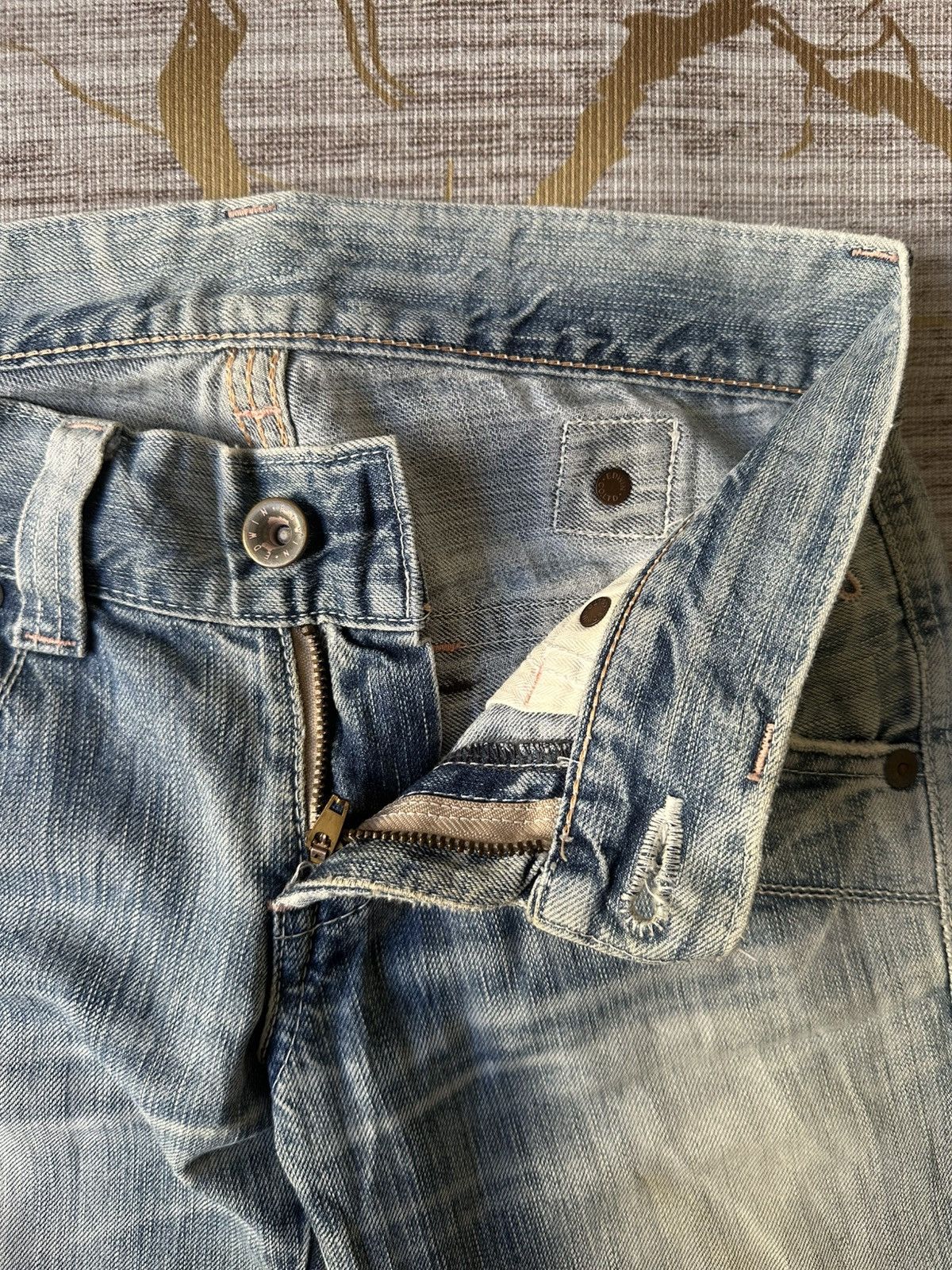 Edwin FLARE Edwin Blue Trip 503 Buckle Back Faded Distressed Denim Size US 28 / EU 44 - 19 Thumbnail