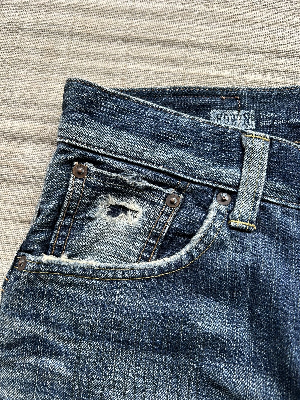 Vintage Edwin505 half Selvedge Distressed denim