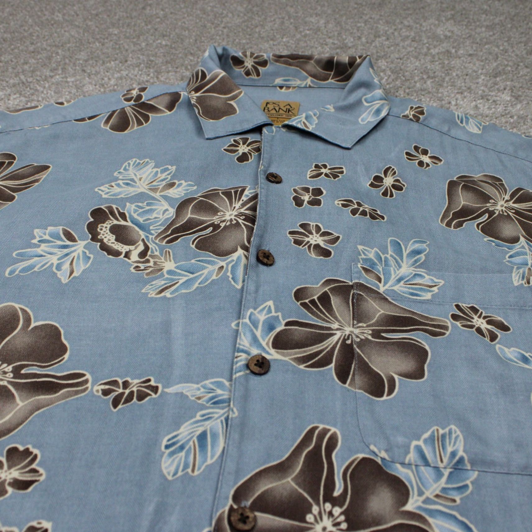 Jos. A. Bank Jos. A. Bank Shirt Mens Large Blue Floral 100% Silk Short Sleeve Button Up Size US L / EU 52-54 / 3 - 5 Thumbnail
