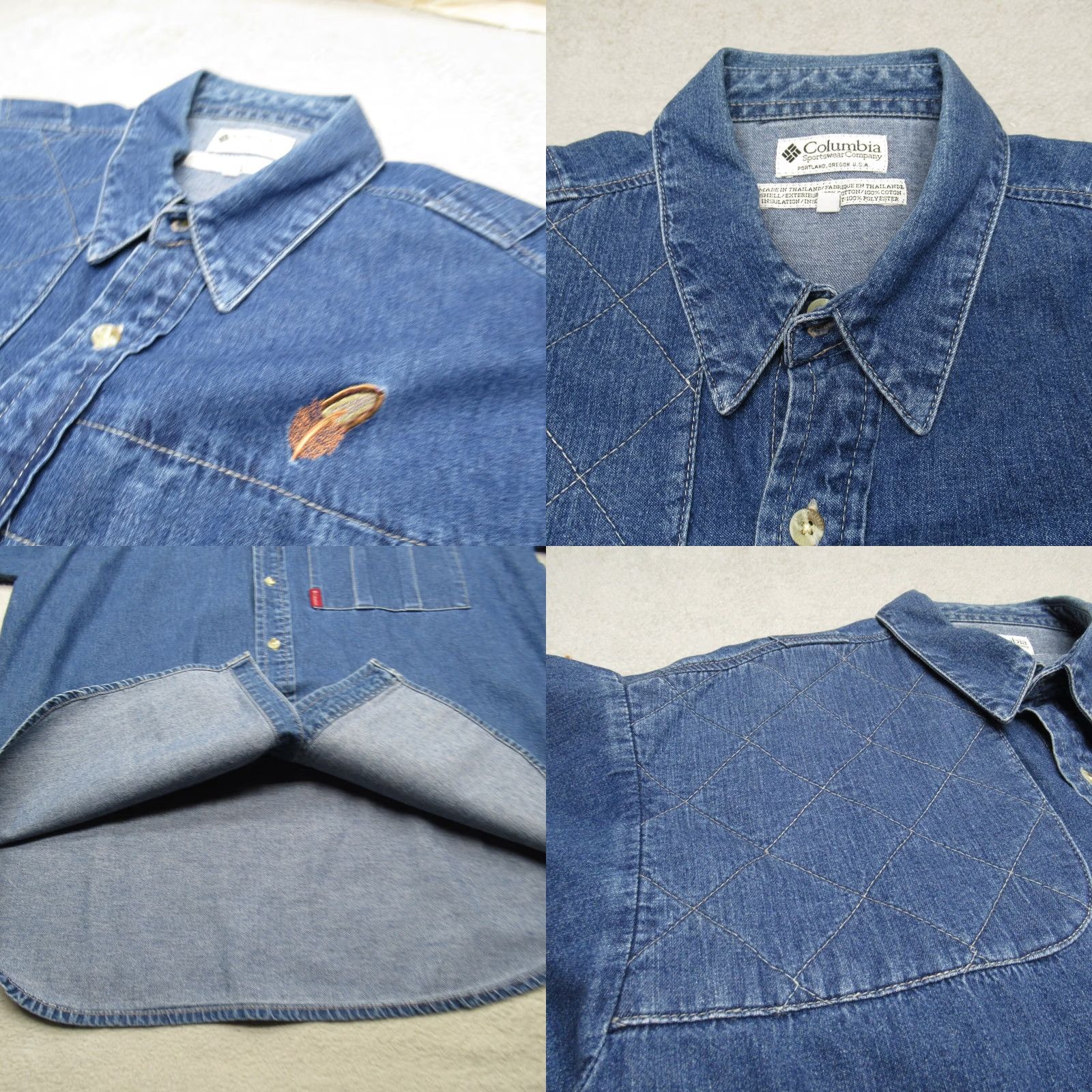 Vintage Columbia Shirt Mens Large Blue Cotton Denim Long Sleeve Button Up Pocket Size US L / EU 52-54 / 3 - 8 Thumbnail