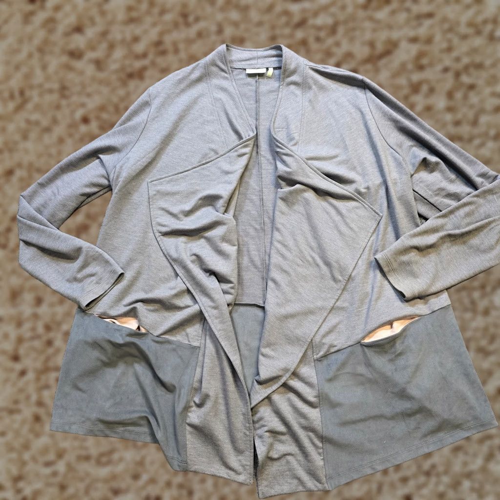 Vintage LOGO Lori Goldstein Cardigan Womens XL Gray Open Long Sleeve Pockets Casual Accessible by Brand Size XL / US 12-14 / IT 48-50 - 1 Thumbnail