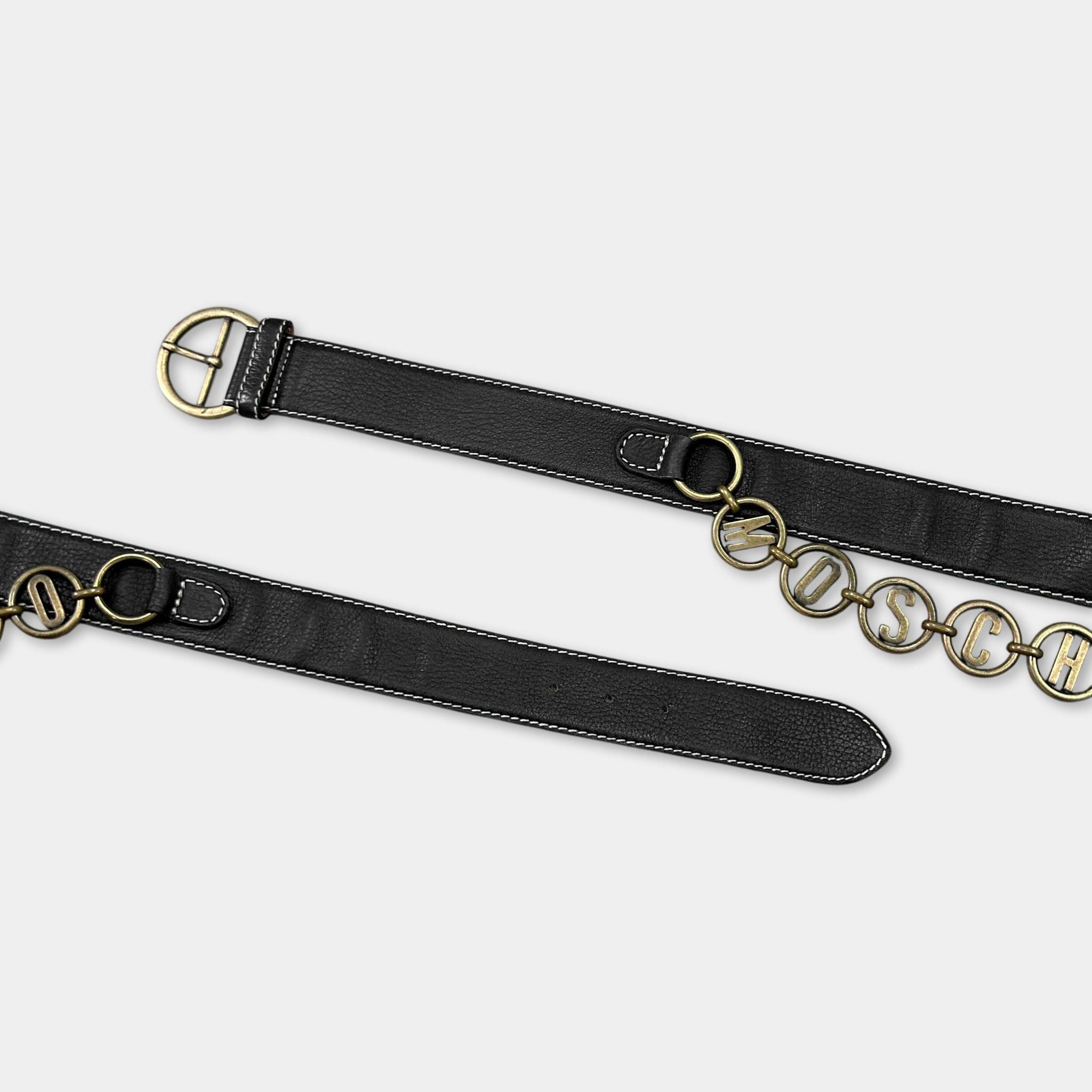 Moschino 90's Moschino Logo Lettering Leather Belt Size ONE SIZE - 1 Thumbnail
